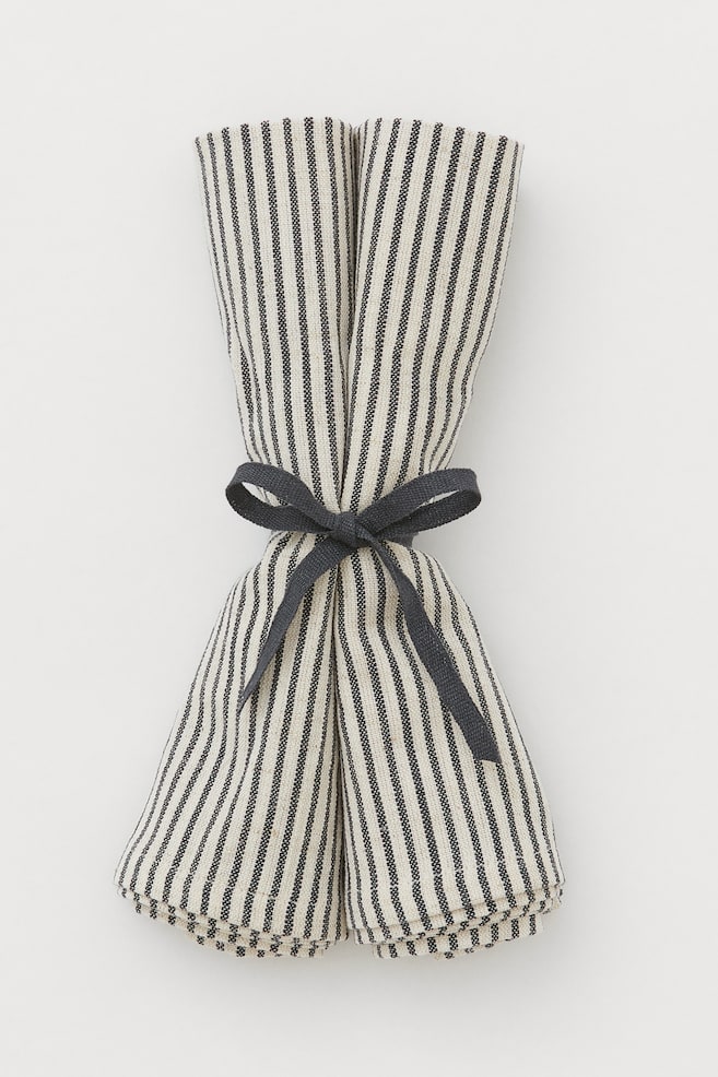 2-pack linen-blend napkins - Light beige/Striped/Red/Striped - 1