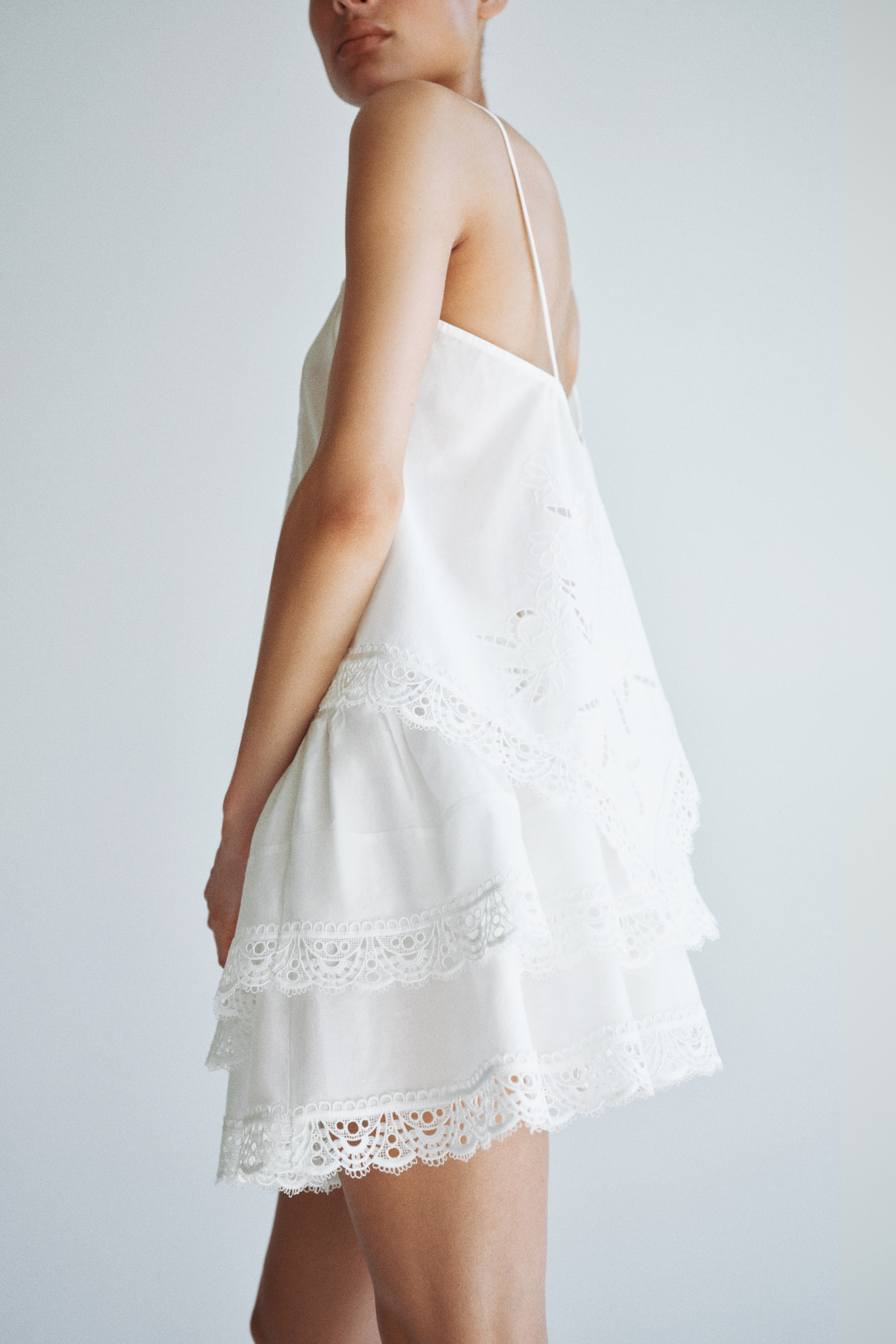 Женские юбки H&M Lace-Trimmed Tiered Skirt — фото 6