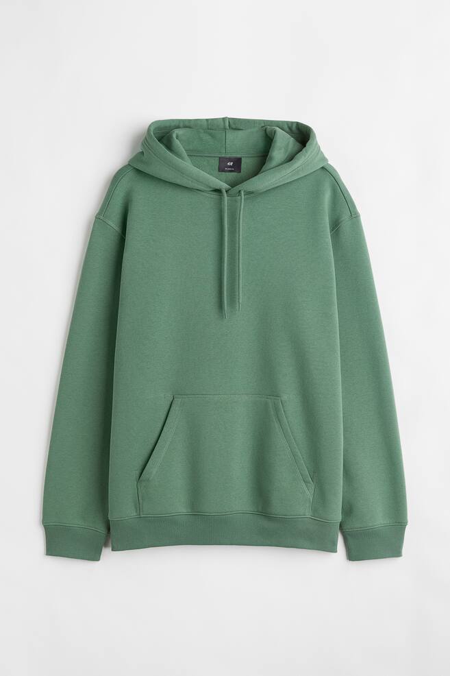 Relaxed Fit Hoodie - Green/Black/White/Light grey marl