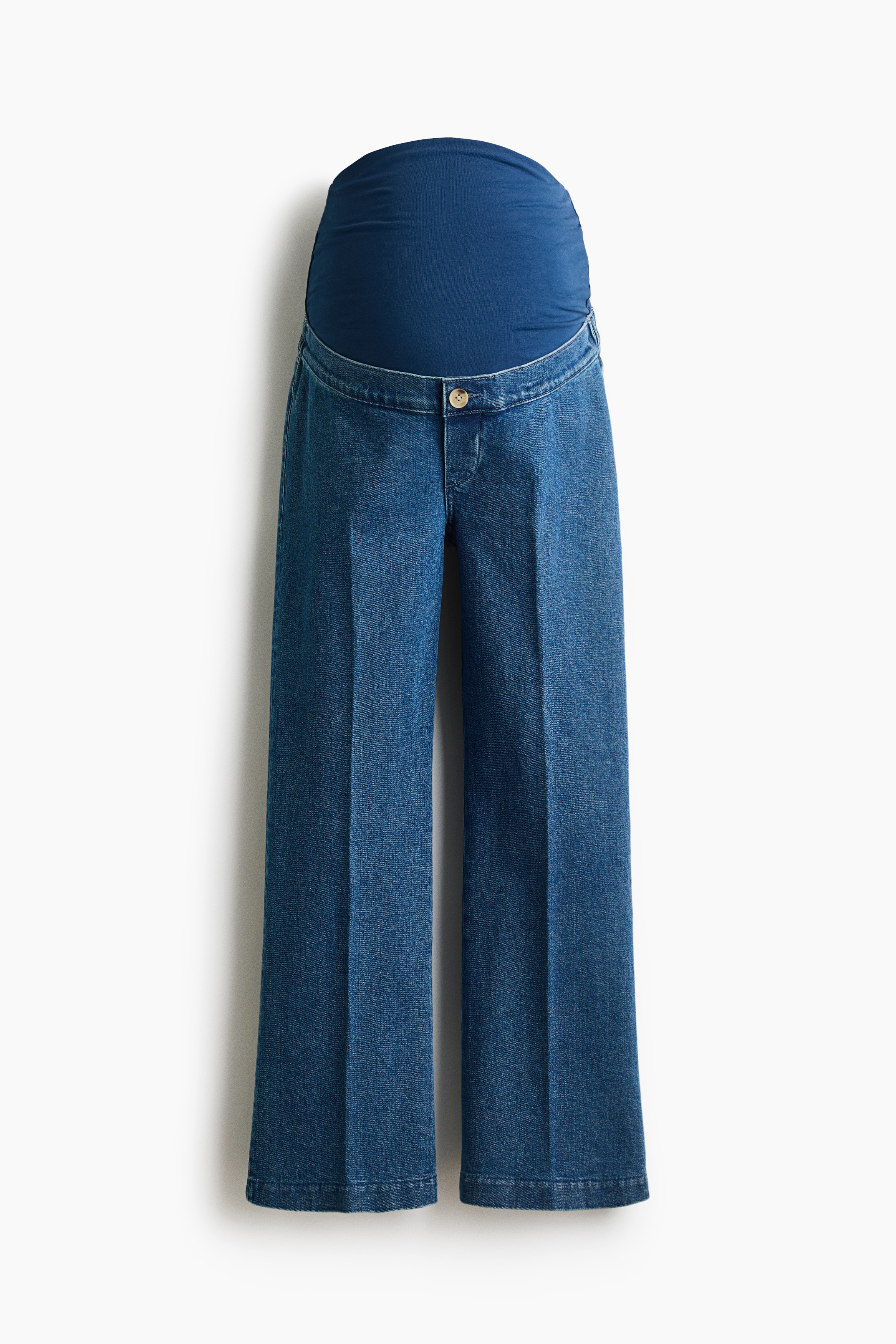 MAMA Bootcut High Waist Ankle Jeans - Denimblå/Vit