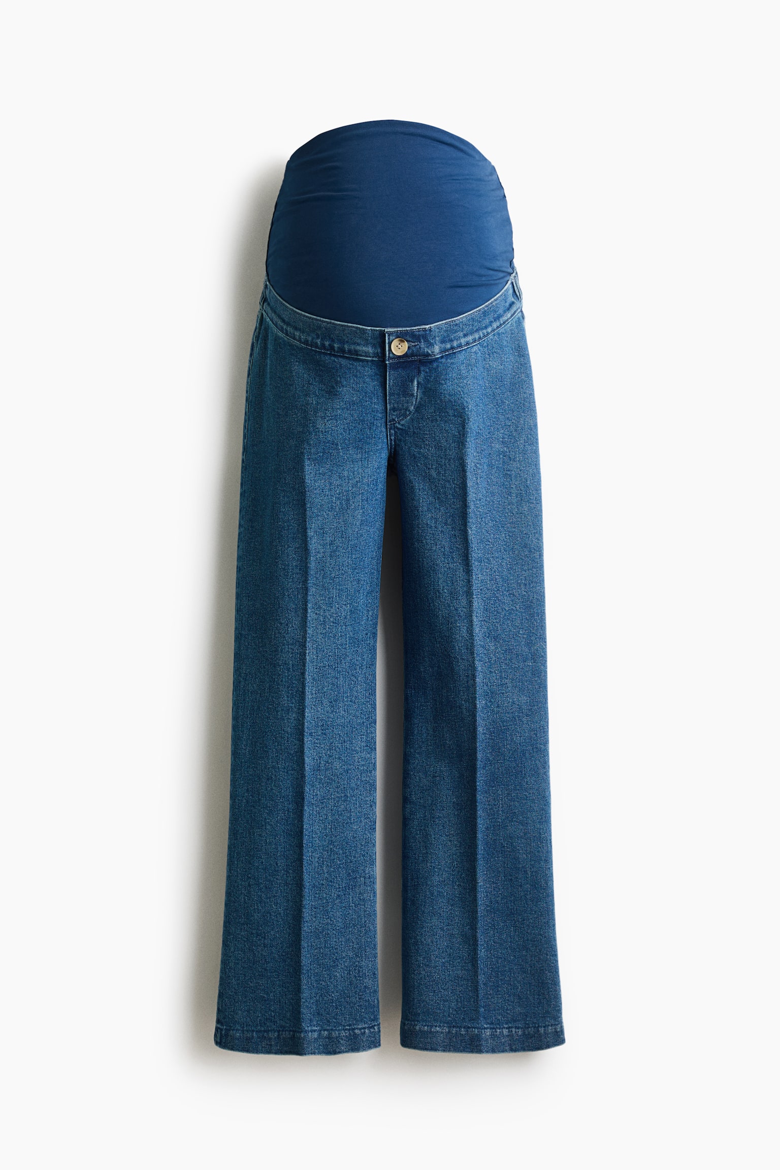 MAMA Bootcut High Waist Ankle Jeans - Denim blue/Bílá