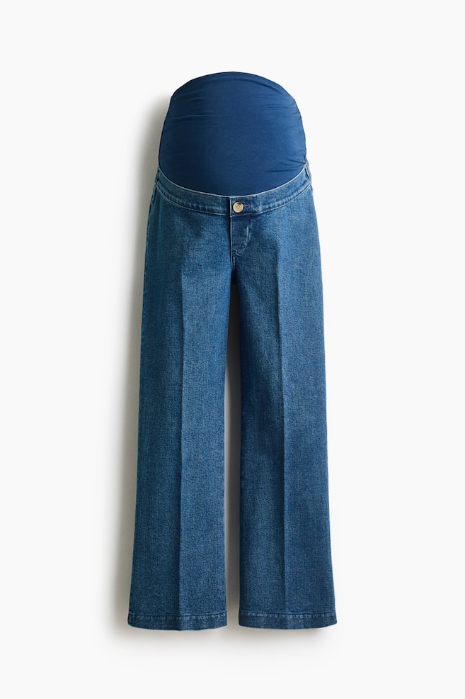 MAMA Bootcut High Waist Ankle Jeans - Denimblau/Weiß - 1