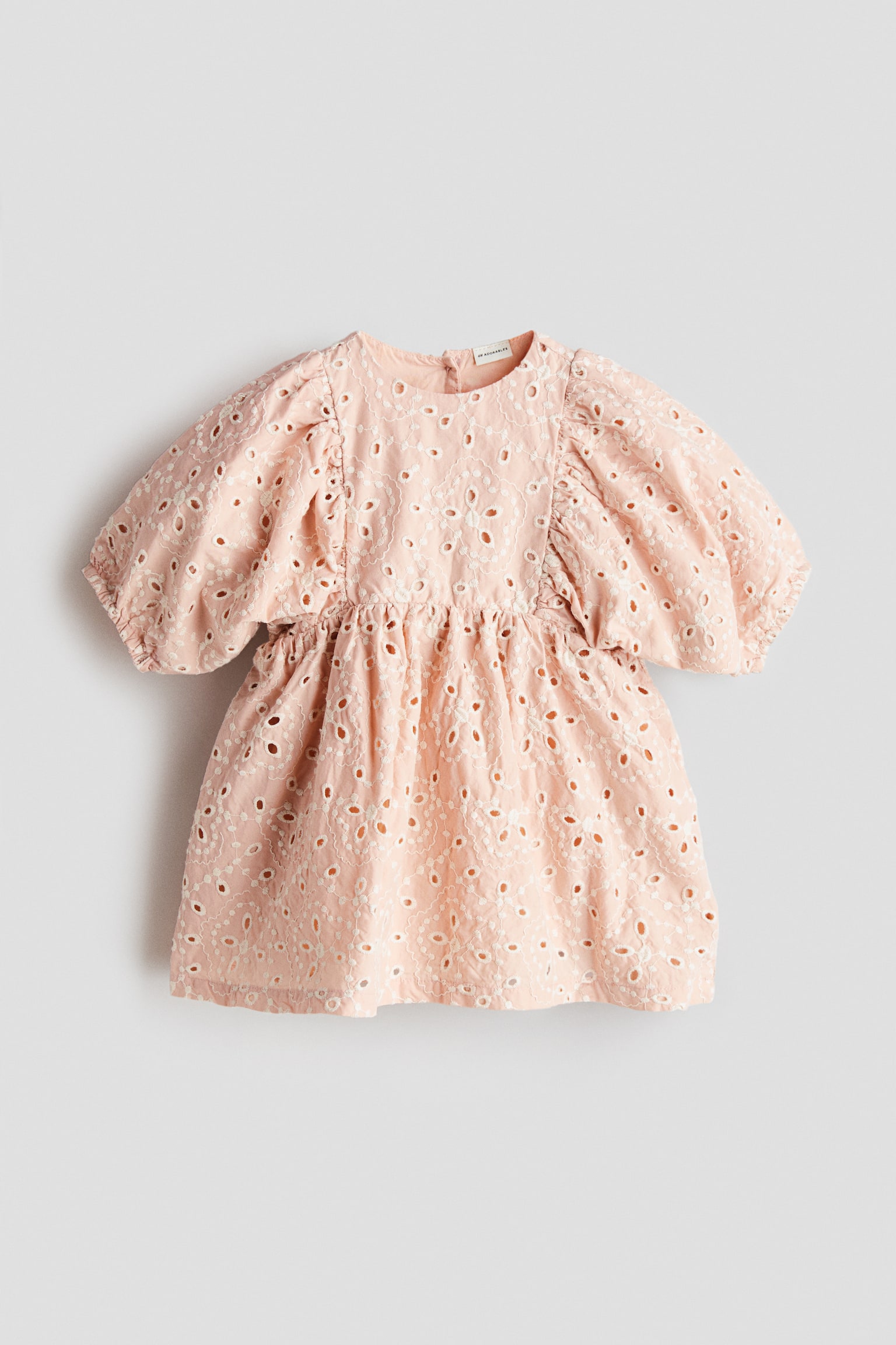 Broderie anglaise cotton dress - Rosa empolvado claro/Floral - 2