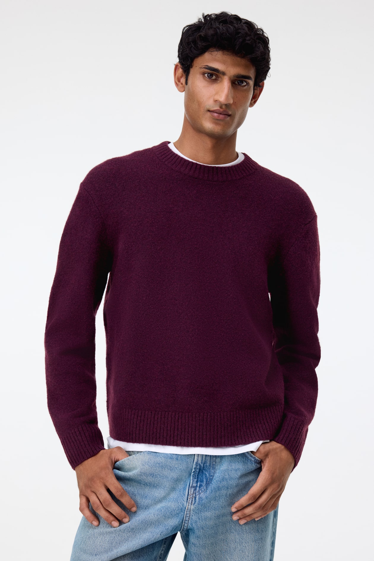 Regular-Fit Brushed Sweater Burgundy Men H&M US