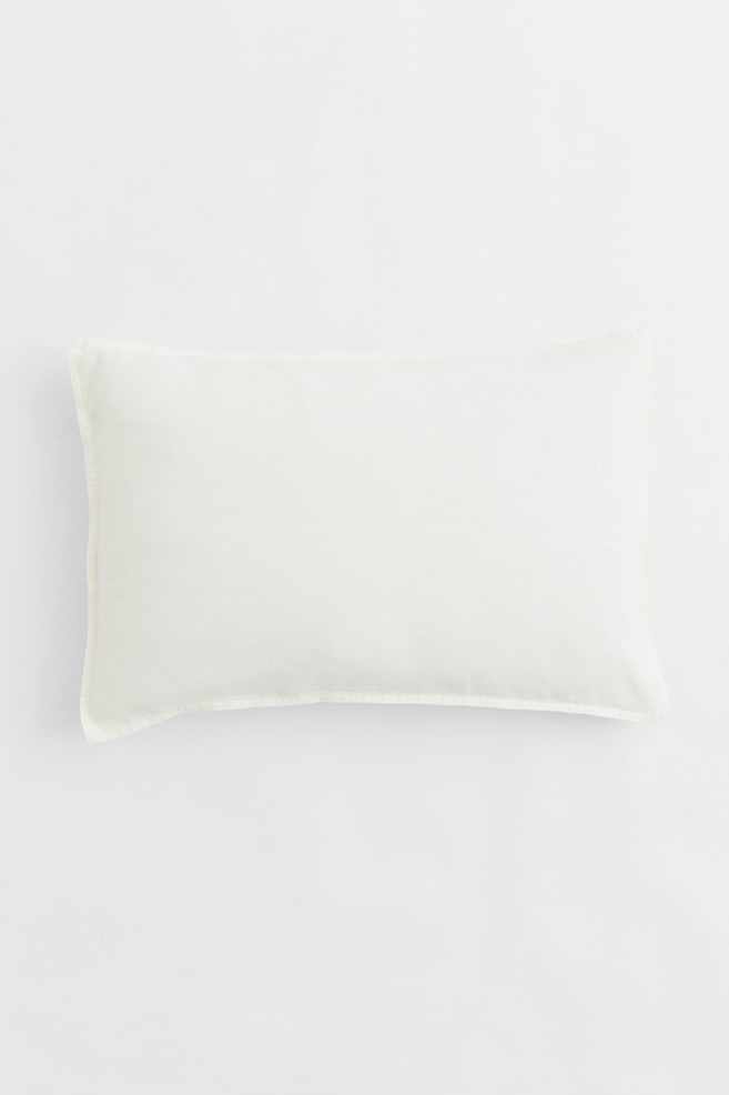 Washed linen cushion cover - White/Light beige/Dark greige - 1