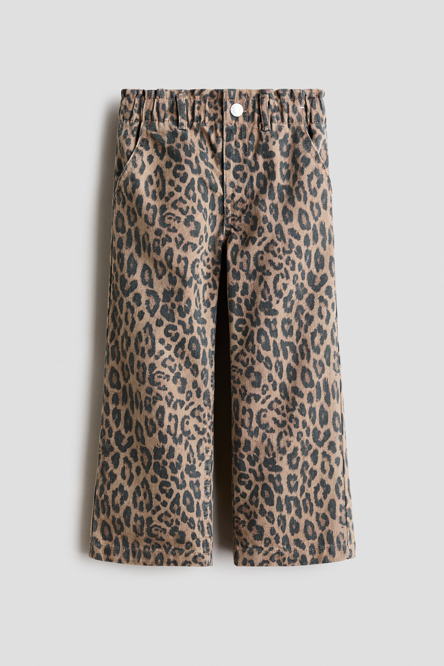 Wide Leg Loose Fit Jeans - Marrón/Estampado de leopardo