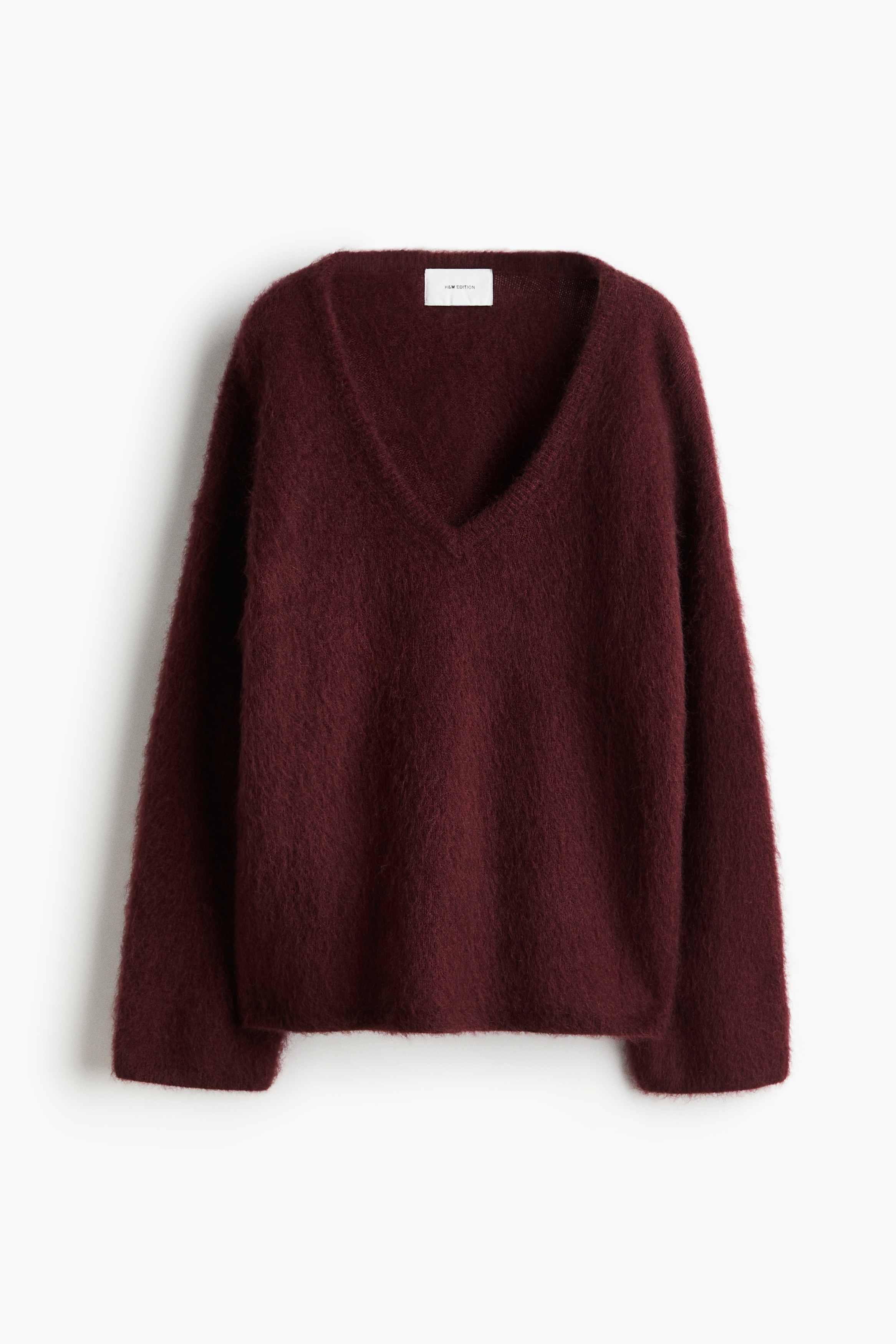 Oversized mohair-blend jumper - Burgundy/Cream/Dark grey