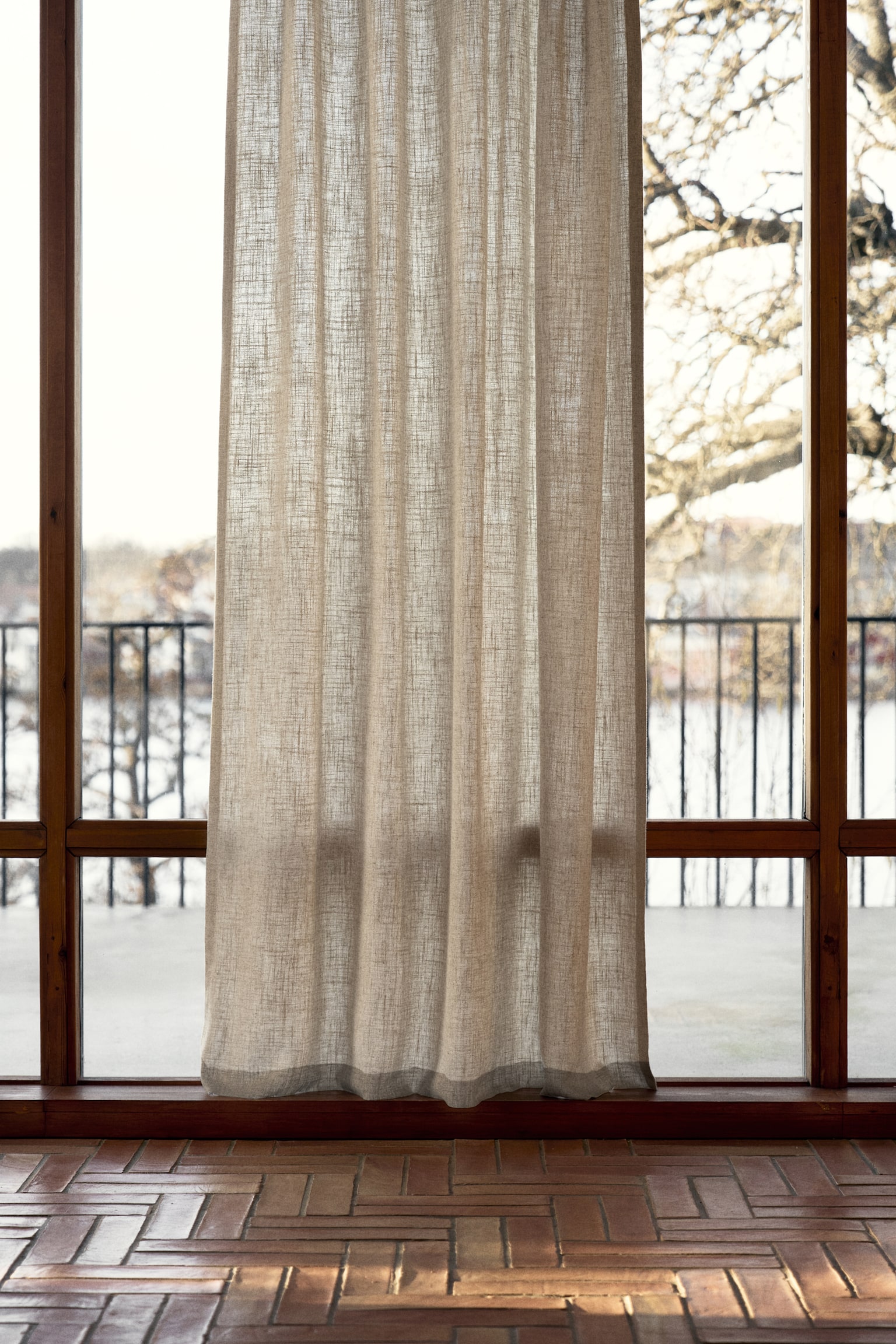 2-pack linen-blend curtain lengths - Beige - 1