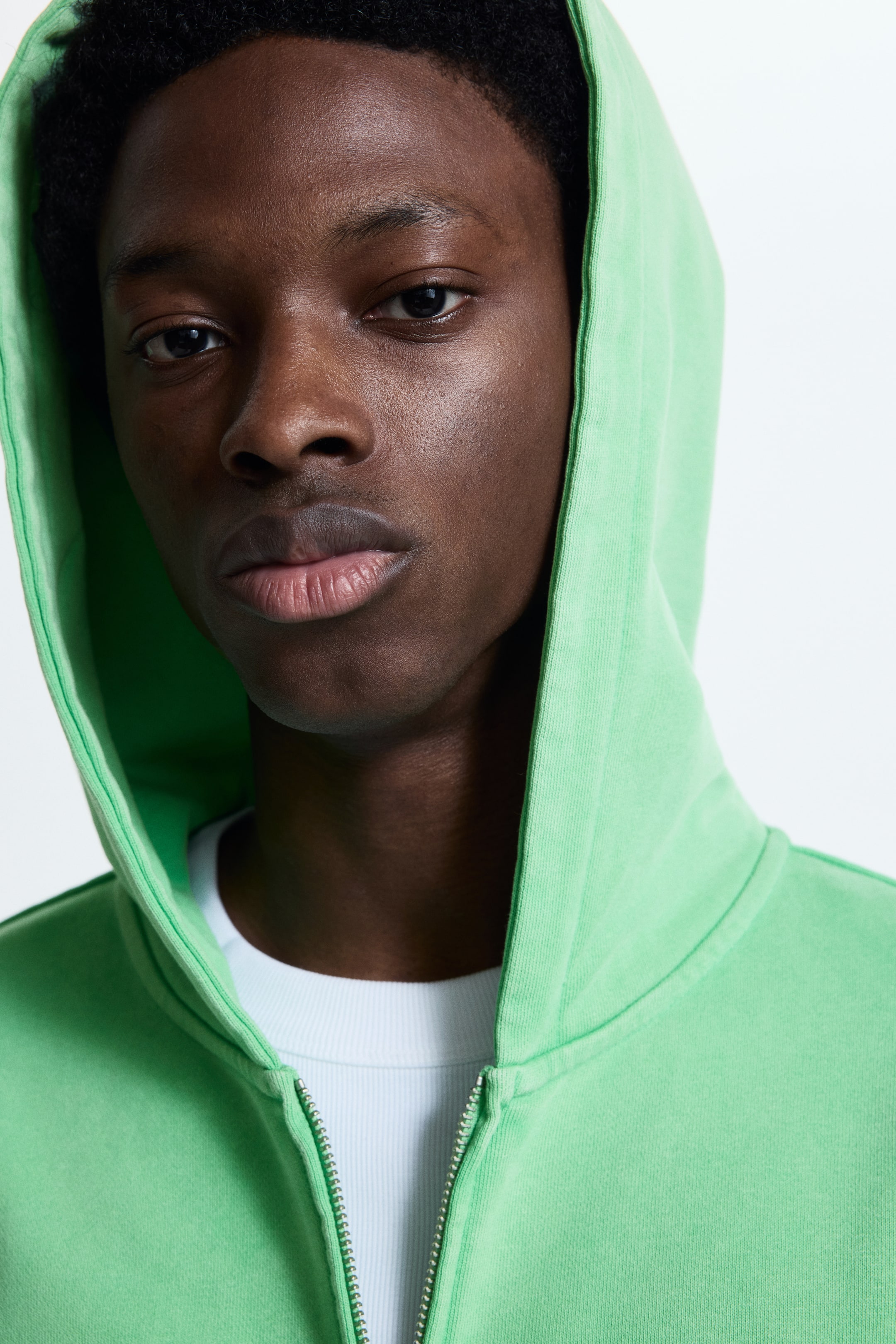 View larger image: Oversized Fit Zip-through hoodie - Light green - Men | H&M MY 3