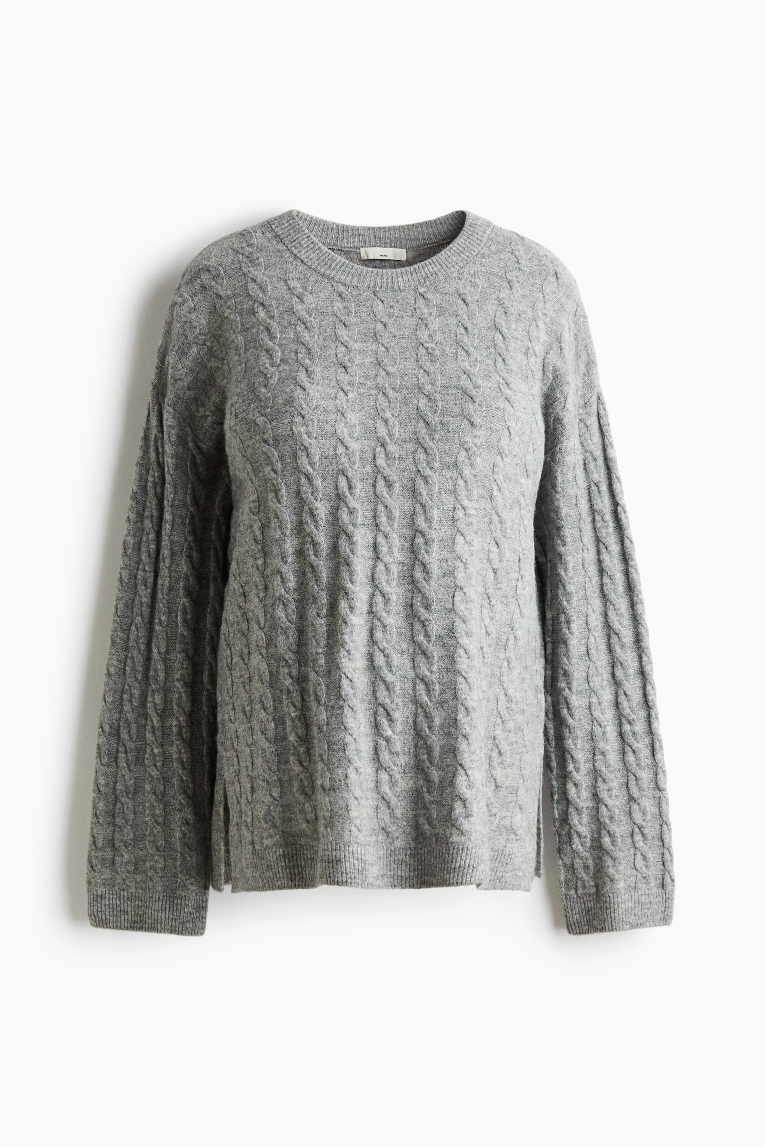 Женский свитер H&M Mama Cable-Knit, цвет: Серый меланжевый — фото 1