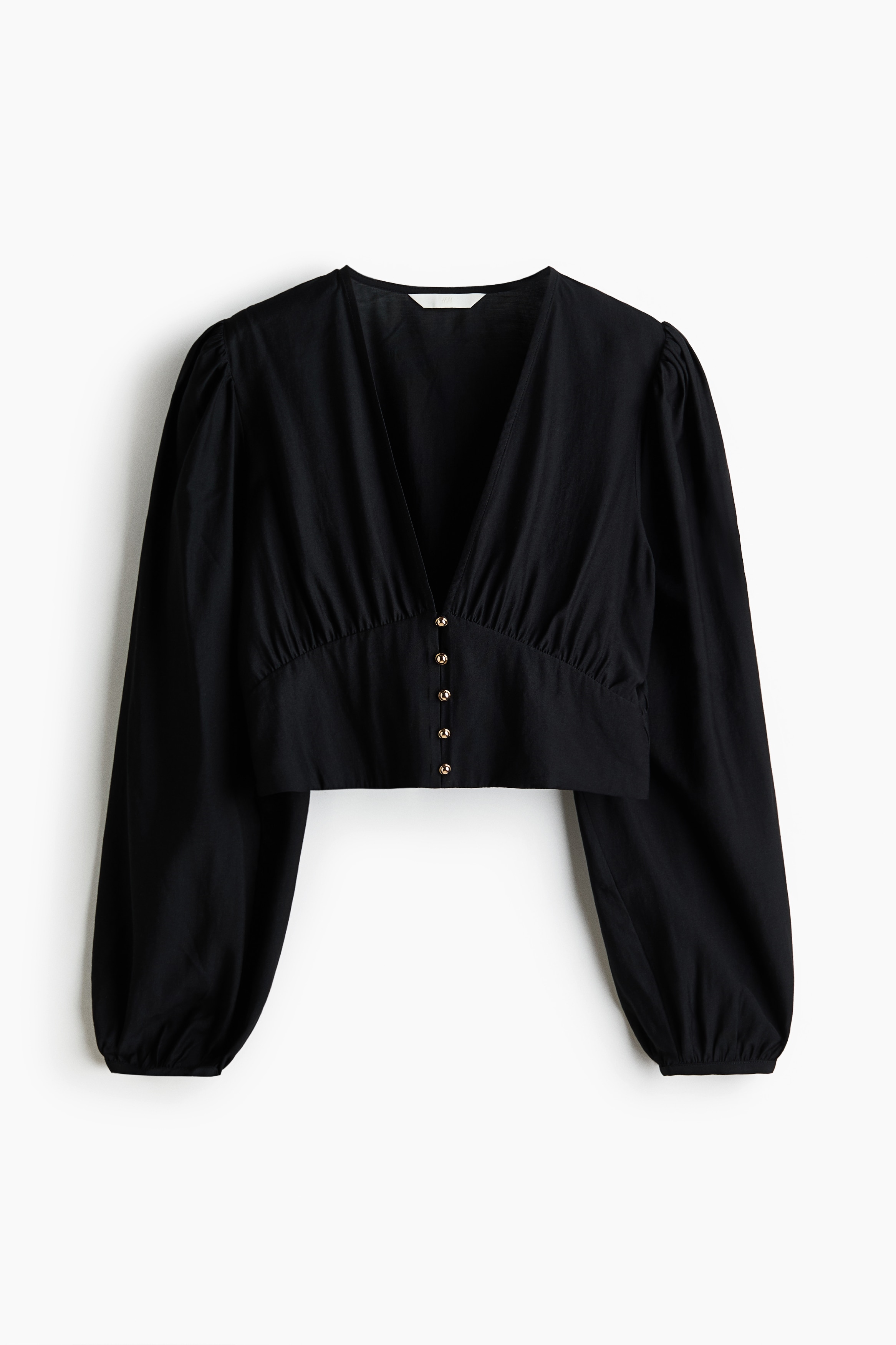 Blusa con escote en V - Negro/Crema/Floreado
