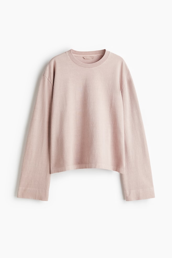 Washed-look cotton top - Dusty pink - 1