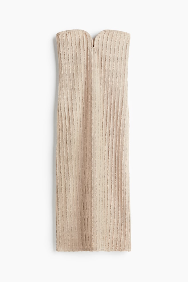 Robe bandeau en jersey texturé - Beige/Vert clair - 1