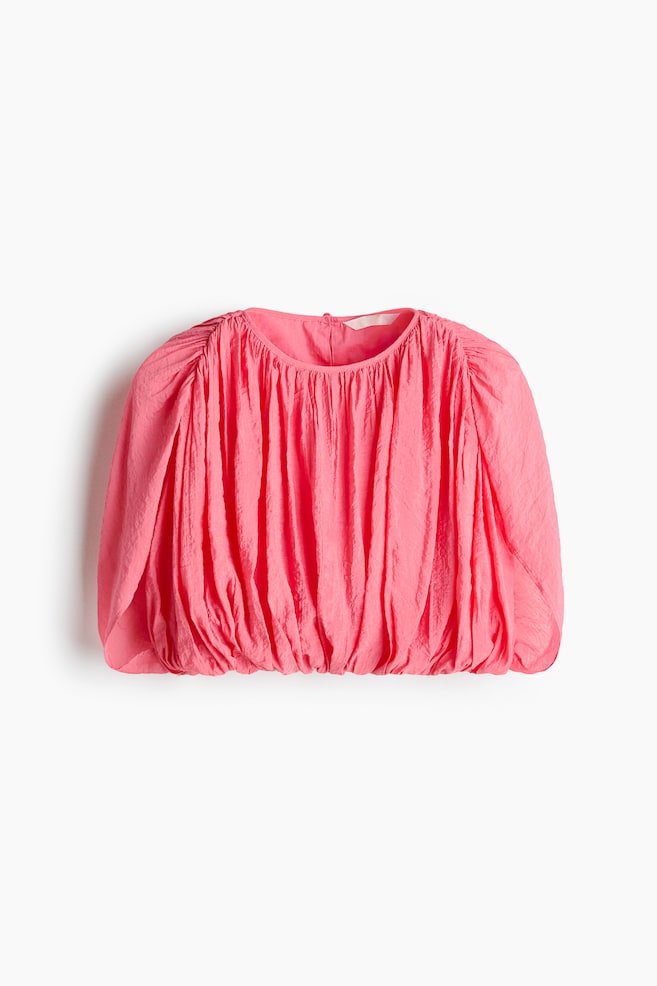 Bubble-Hem Crêpe Top - Pink/Beige - 1