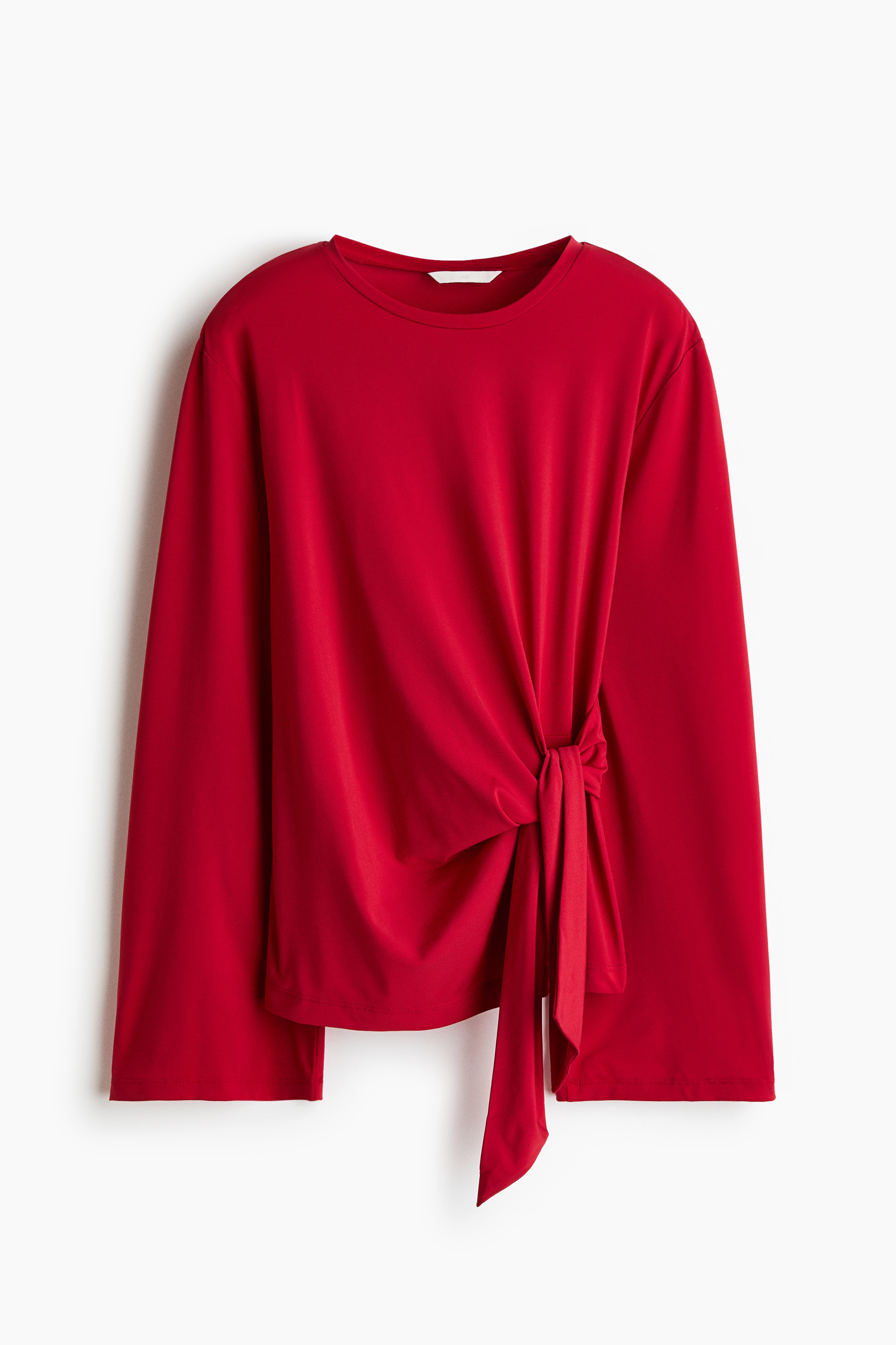 Tie-detail jersey top - Red/Navy blue