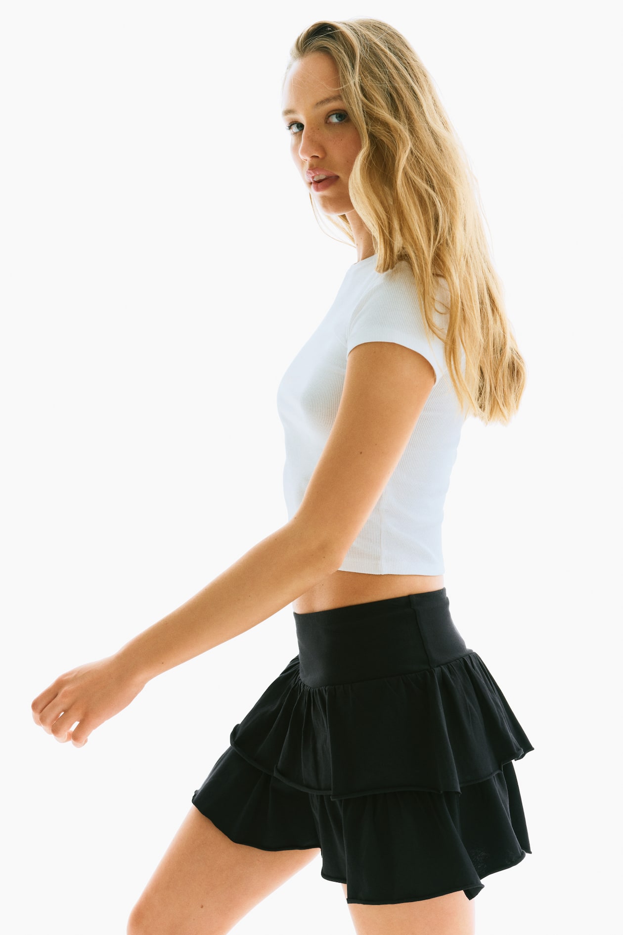 Tiered Jersey Mini Skirt - image 4
