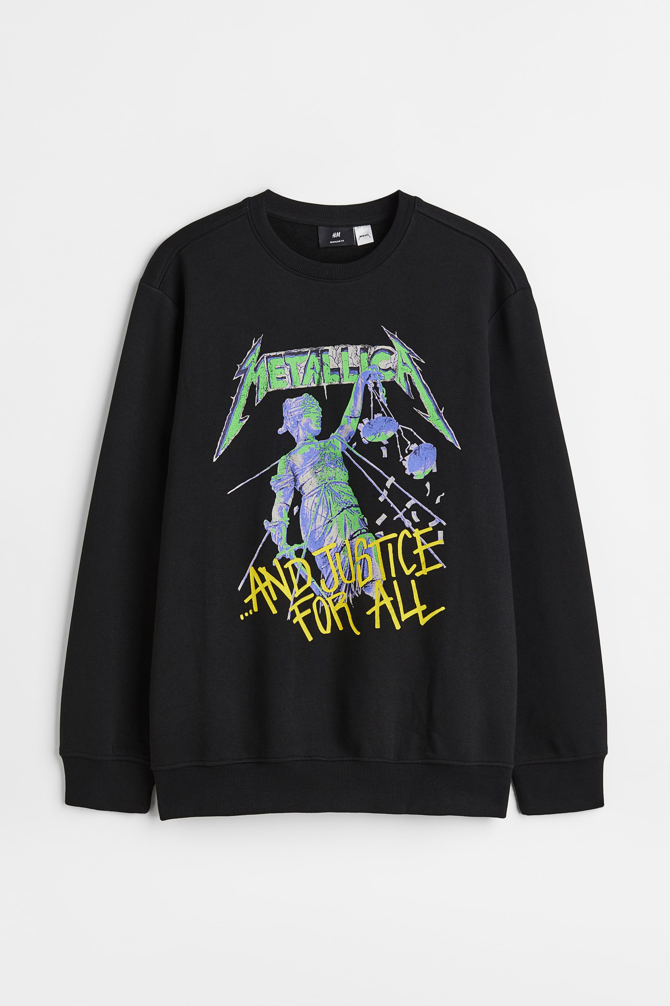 View larger image: Regular Fit Printed sweatshirt - Black/Metallica - Men | H&M PH 1