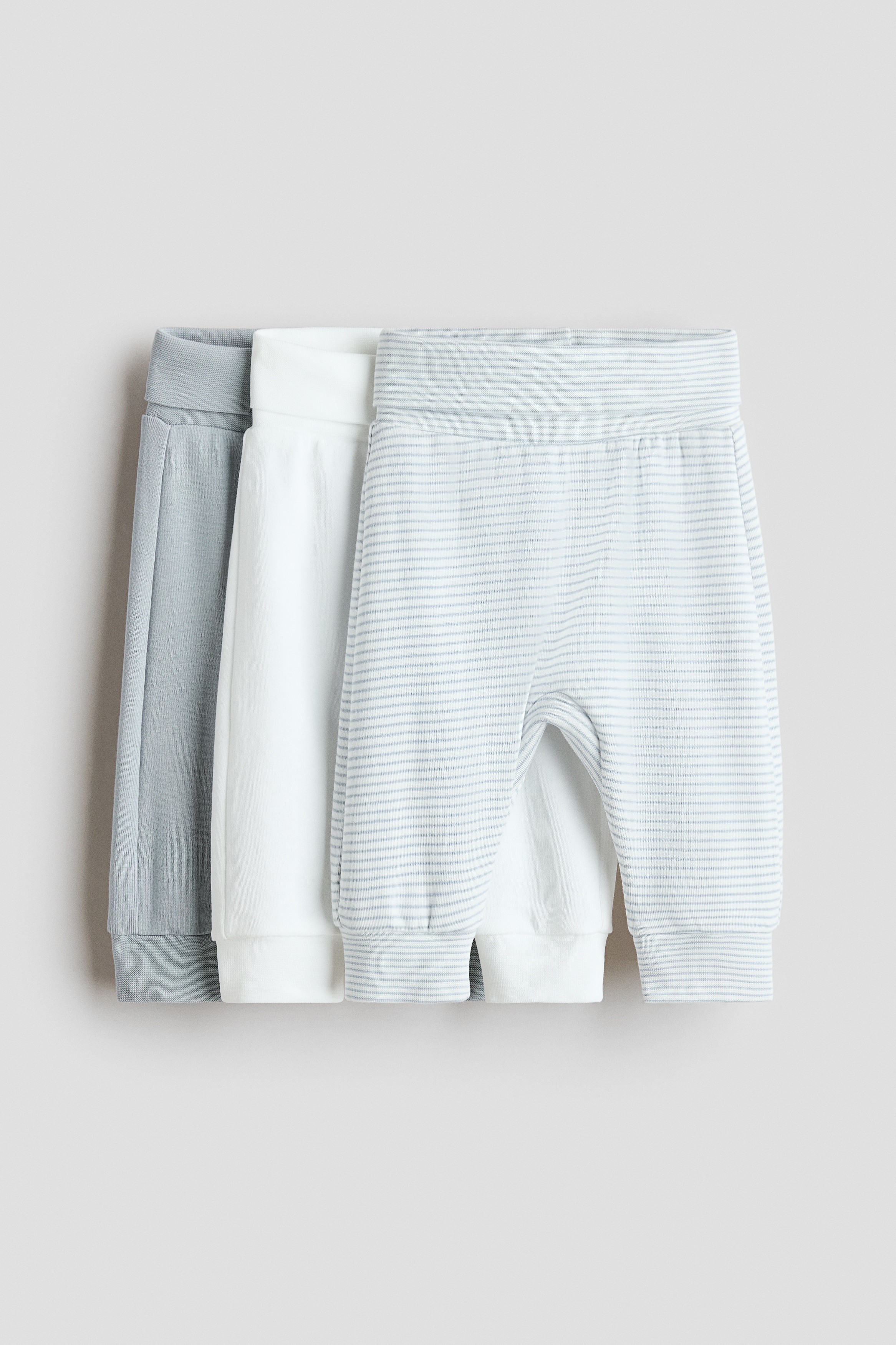 フォールドオーバーウエストパンツ 3本セット - ライトブルー