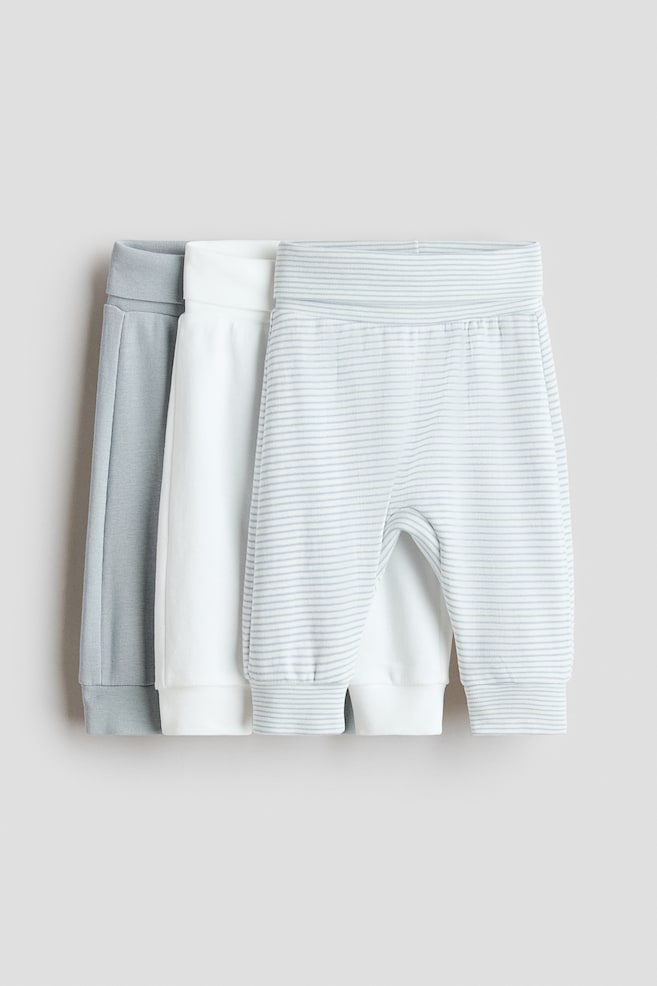 3-pack Foldover-Waist Pants - Light blue/striped/Light dusty pink/dotted/Beige melange/natural white - 1