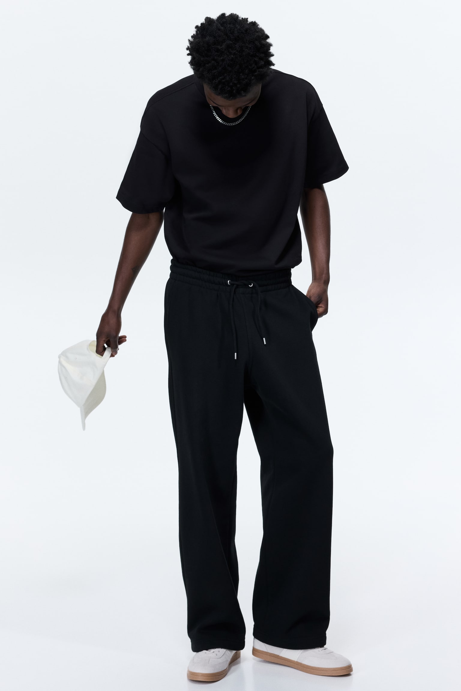 Oversized Fit Cotton T-shirt - Black/White/Light grey/Blue - 5