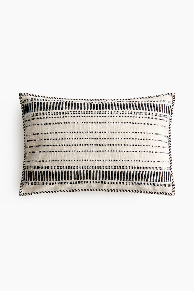 Katoenen kussenhoes met dessin - Lichtbeige/zwart/Lichtbeige/beige - 1