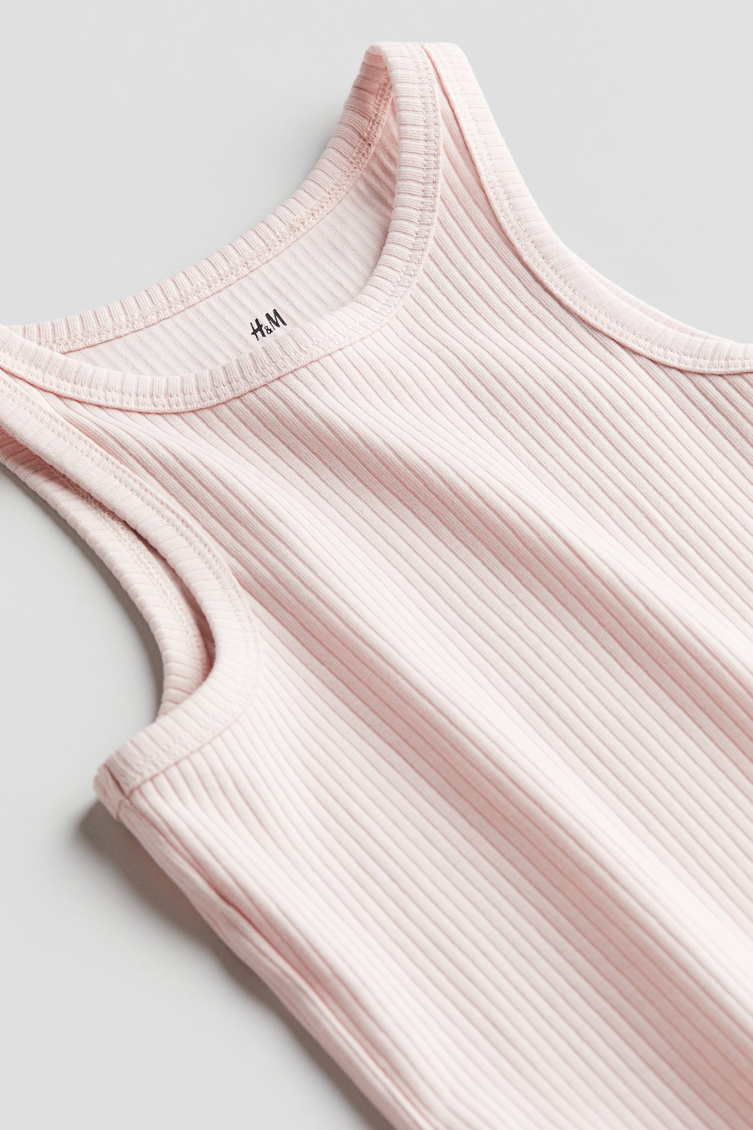 Ribbed cotton vest top - Powder pink/White - 2