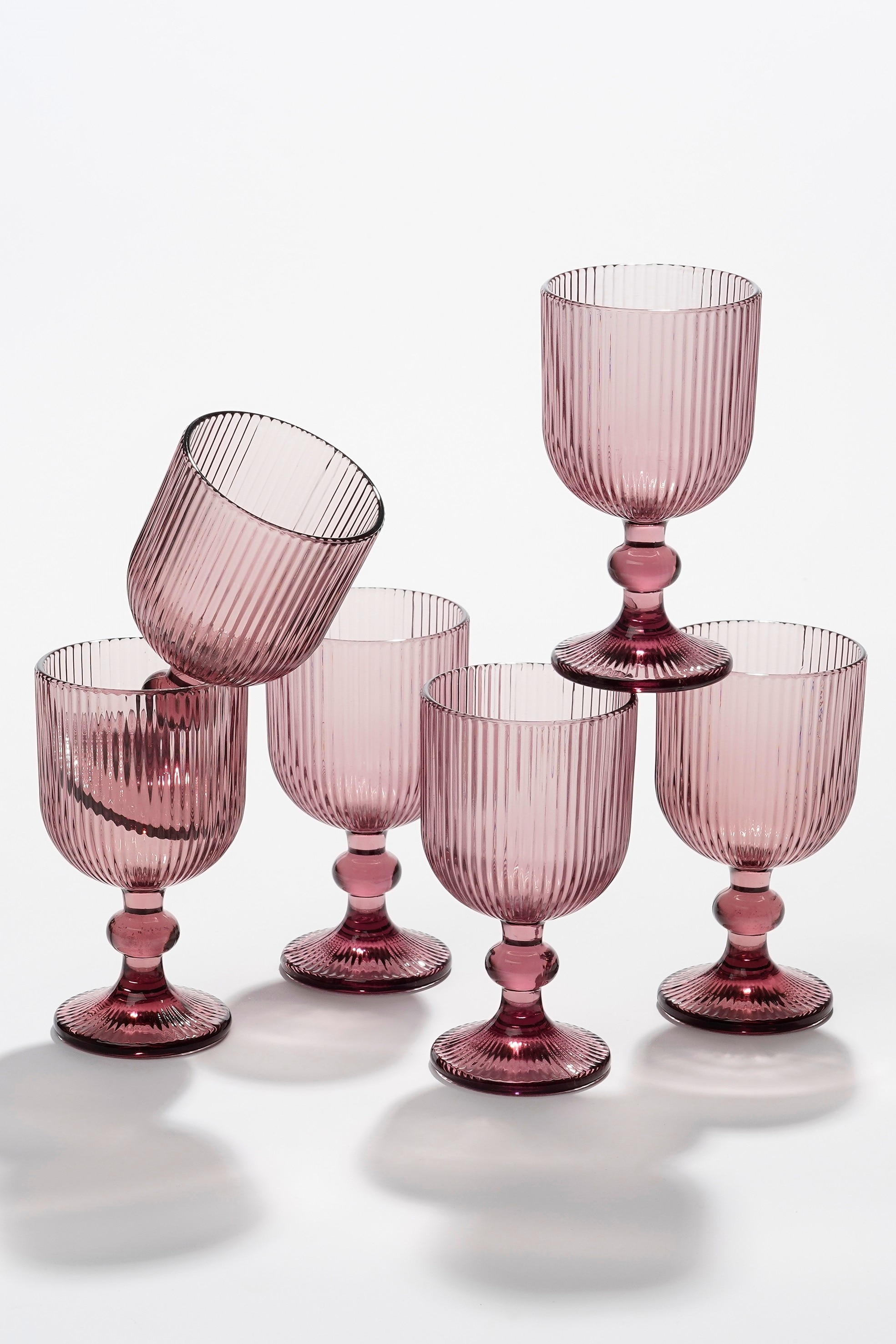 Set De 6 Verres À Vin - Violet/Grey/Vert Clair/Transparent