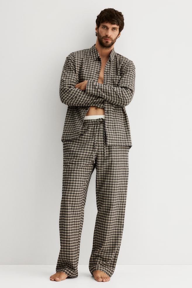 Flanellen pyjamajasje en -broek - Donkerblauw/geruit/Rood/geruit/Donkerblauw/geruit - 2