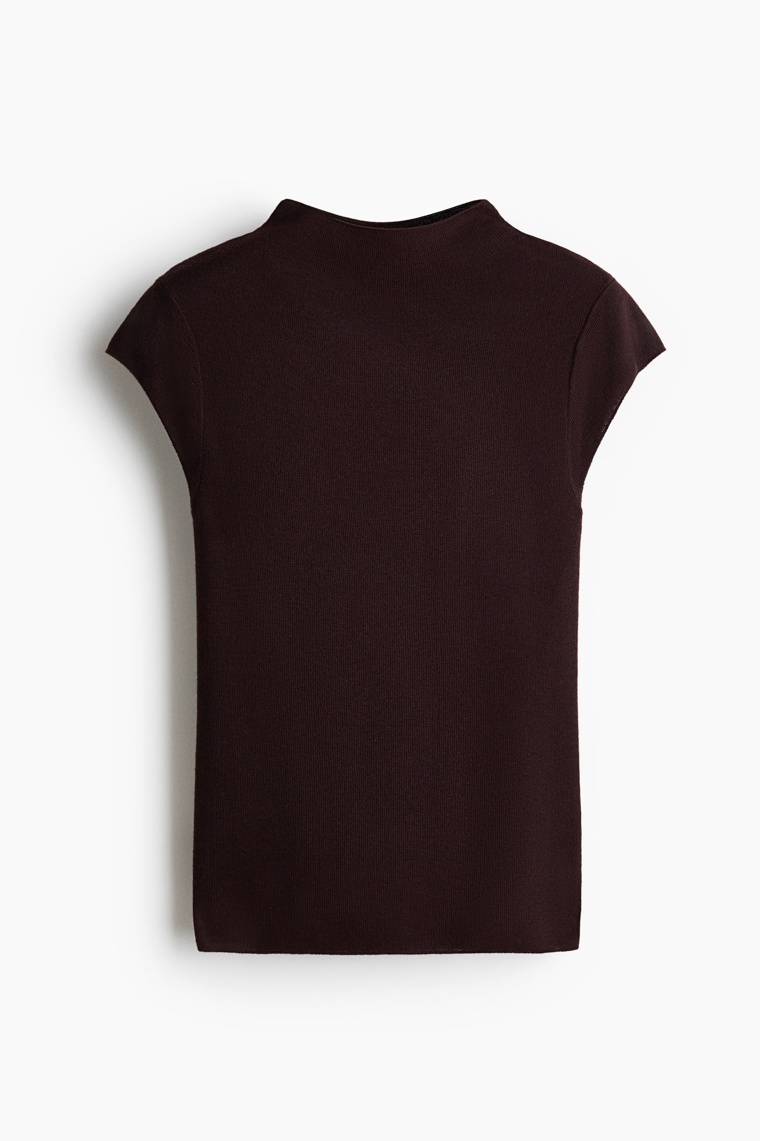 Fine-knit turtleneck top - חום כהה/בז' בהיר - 2