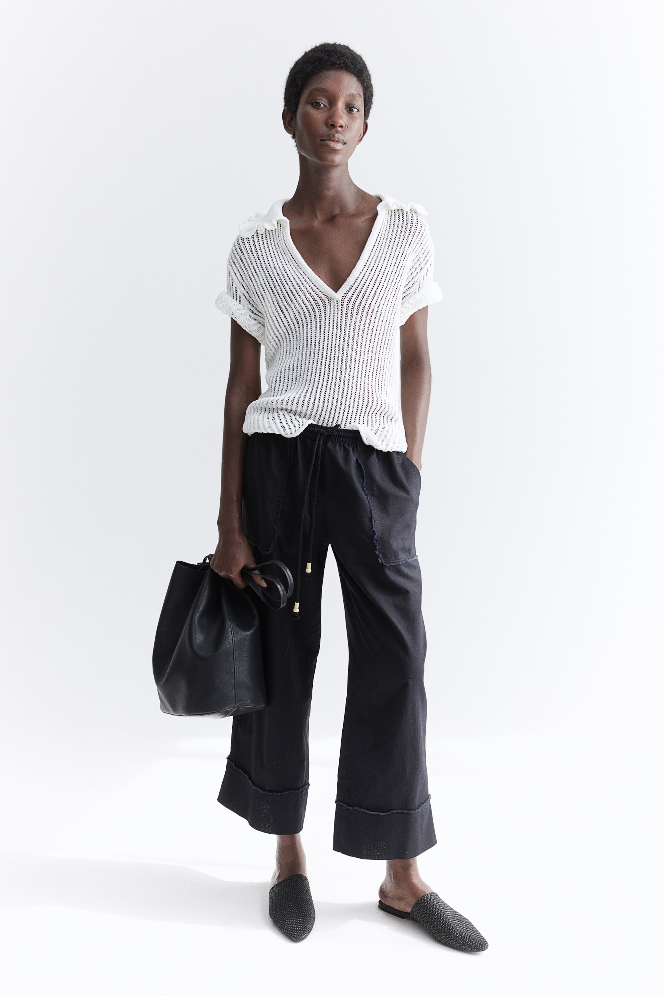 Wide-leg Linen-blend Pants