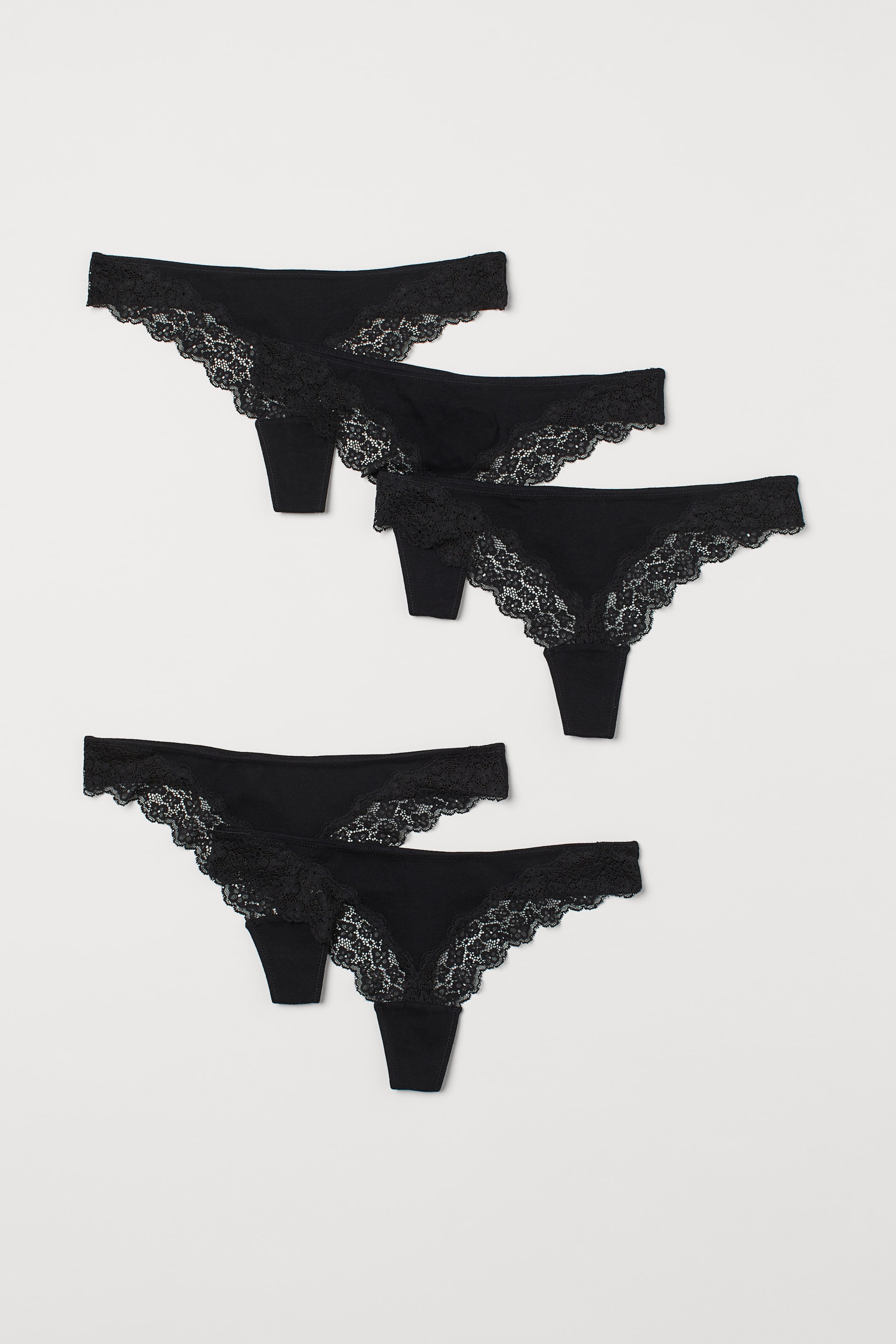 Ver imagen más grande: Pack de 5 bragas Thong - Negro - MUJER | H&M ES 1