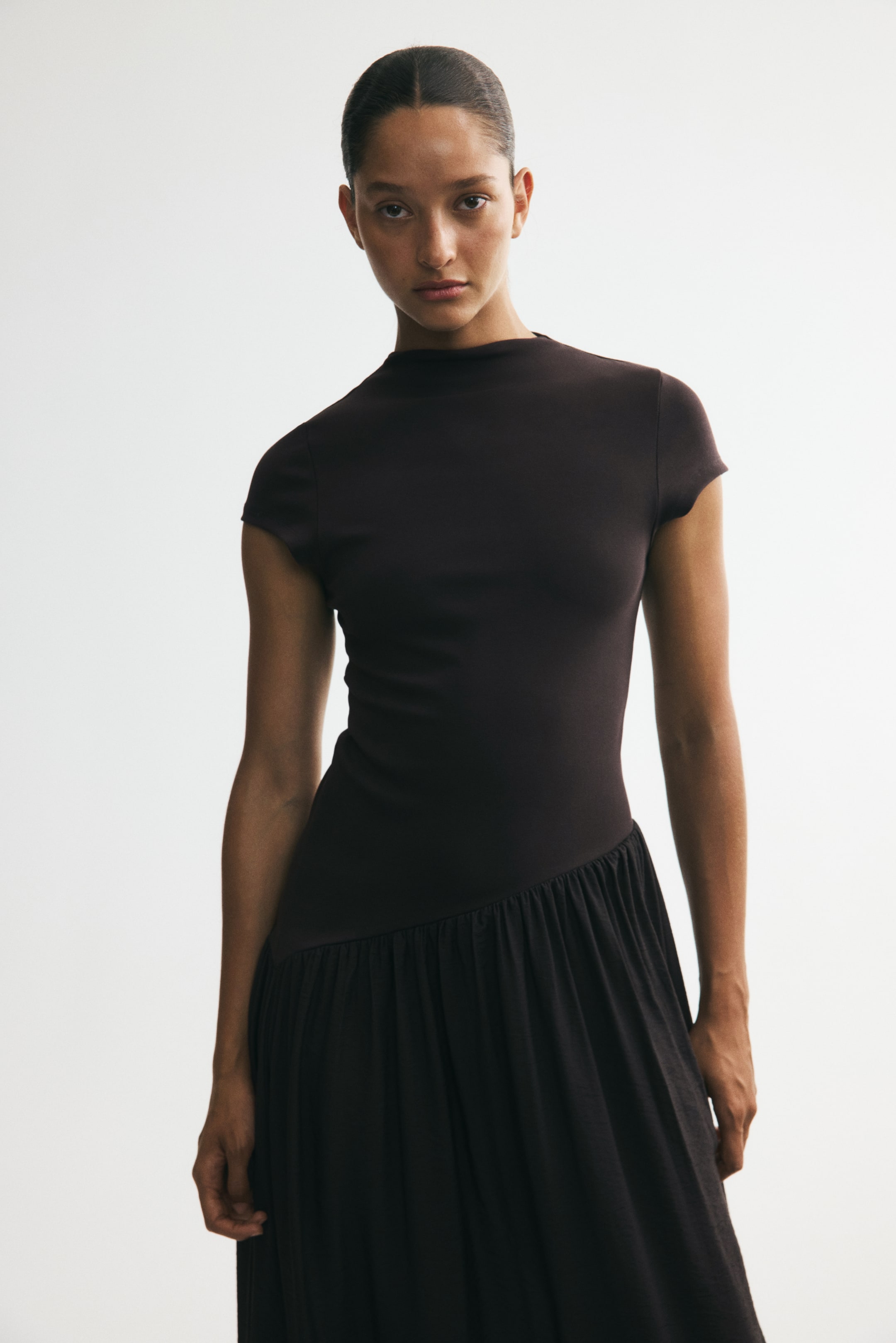 Женские H&M Asymmetric Dual-Fabric Dress — фото 5