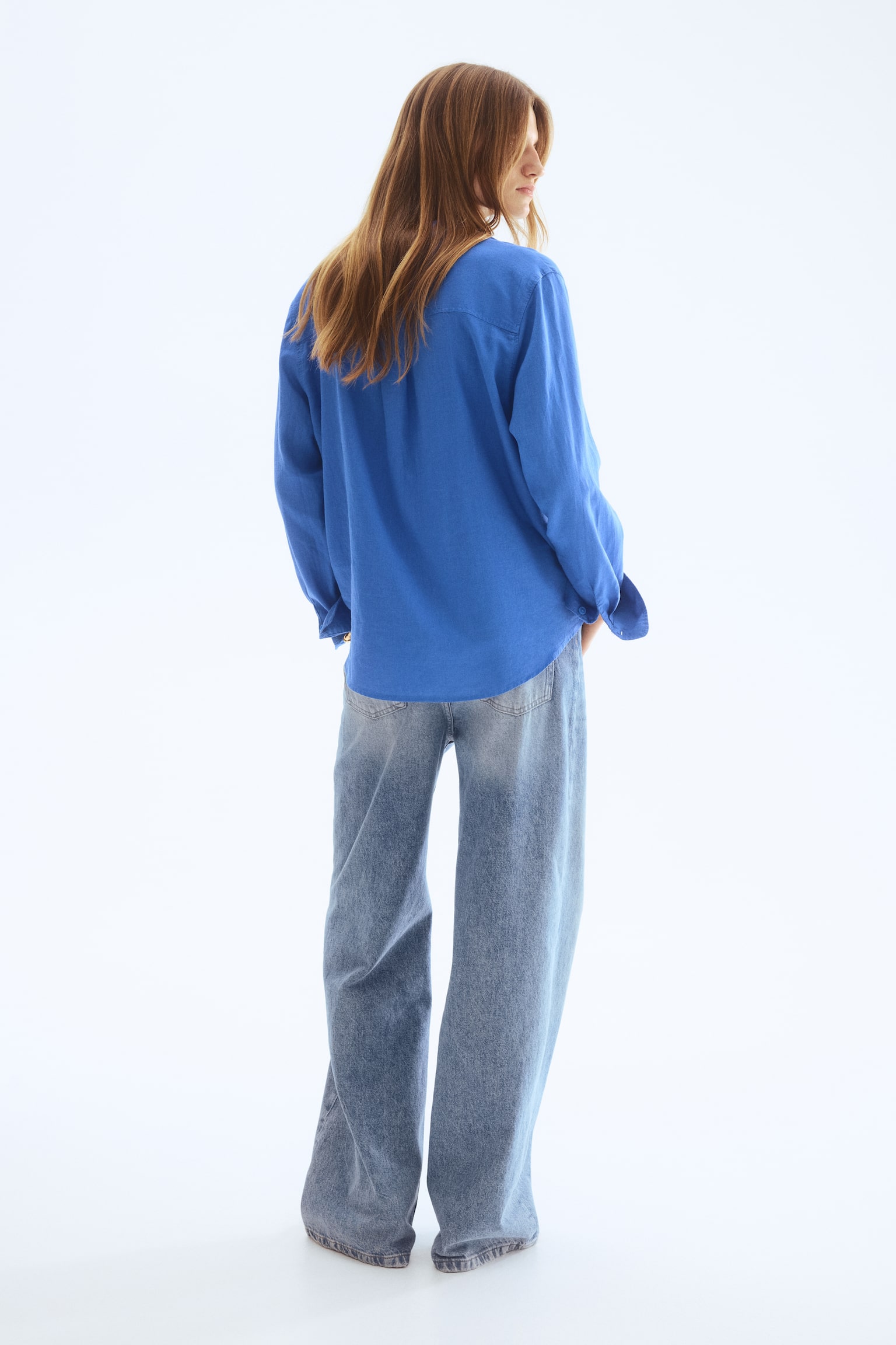 Linen-blend shirt - Blue/Green - 6