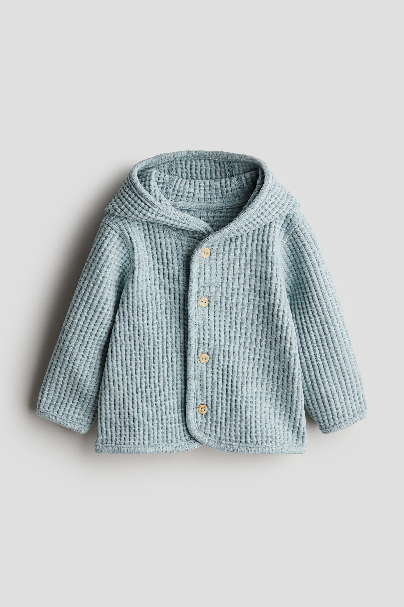 Waffled Cardigan - Light turquoise/Light beige - 1