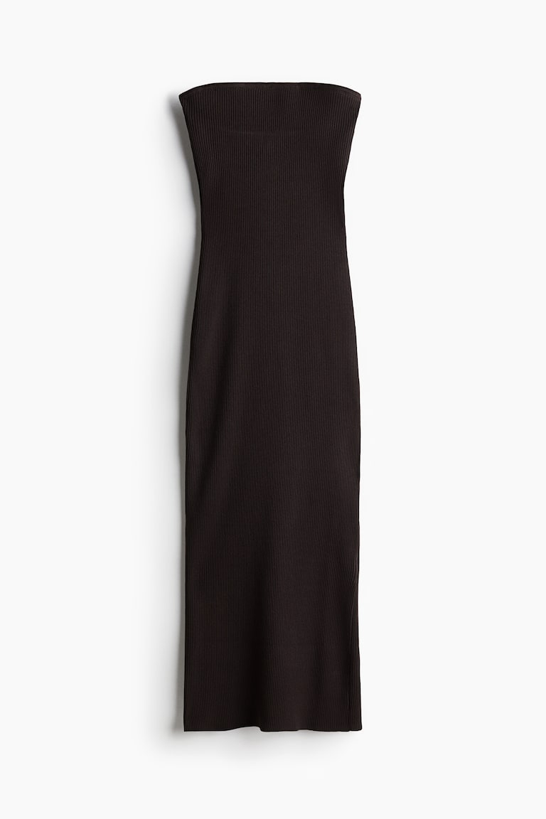 Women's Dark brown Ribbed tube dress | H&M
