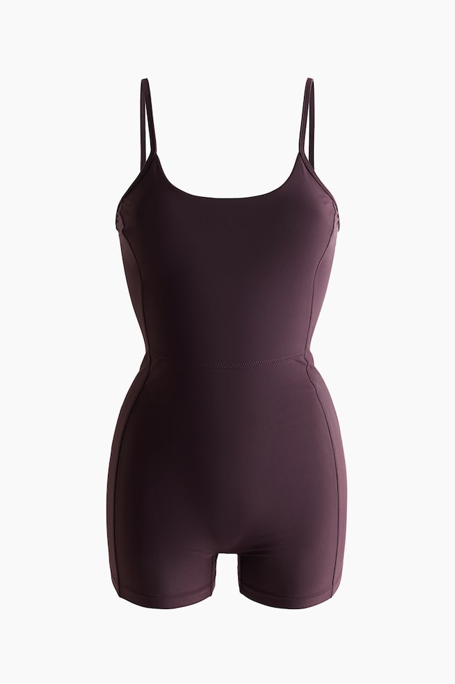 Sports swim unitard with Lycra® Xtra Life™ - Aubergine purple - 1