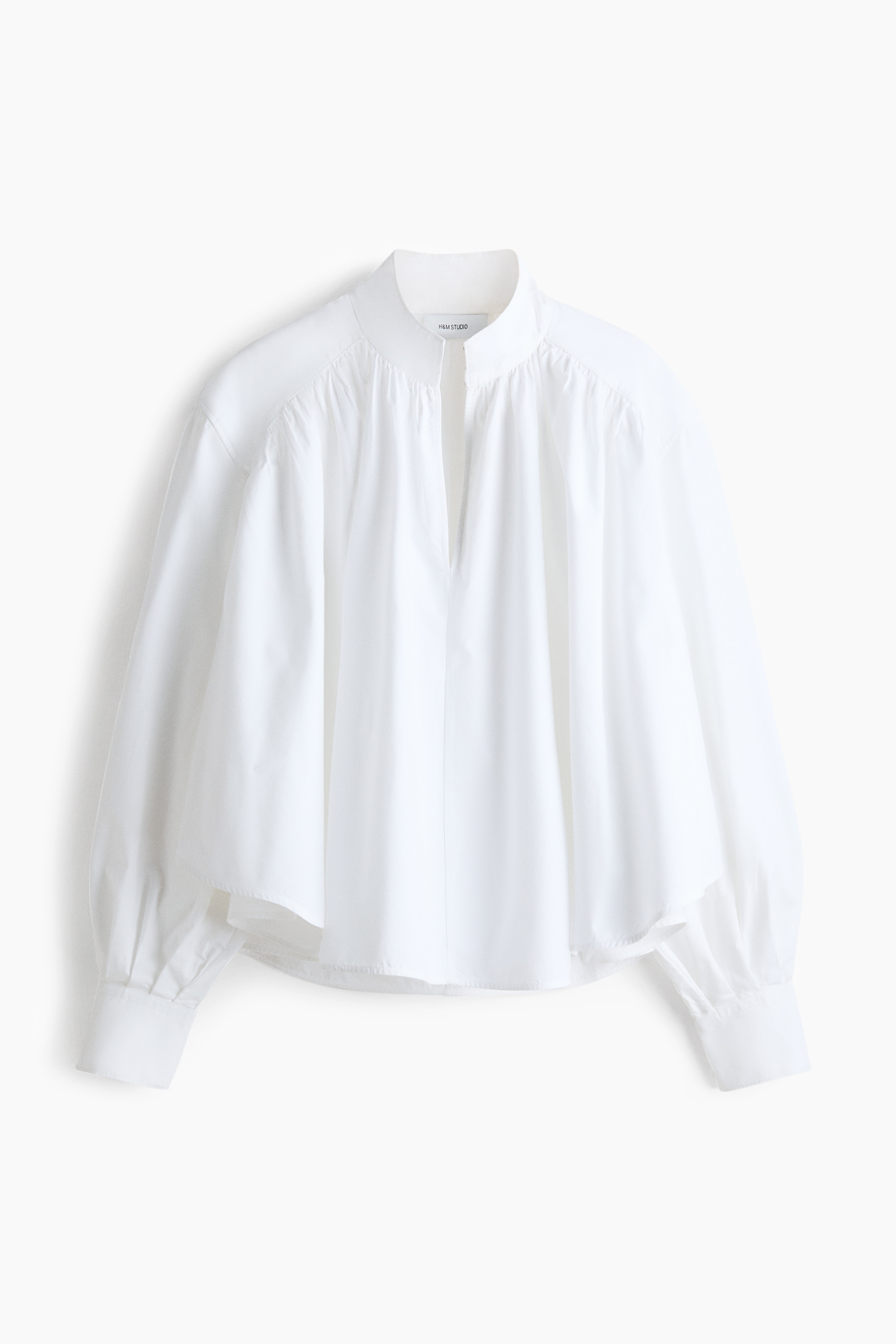 Gathered poplin blouse - White