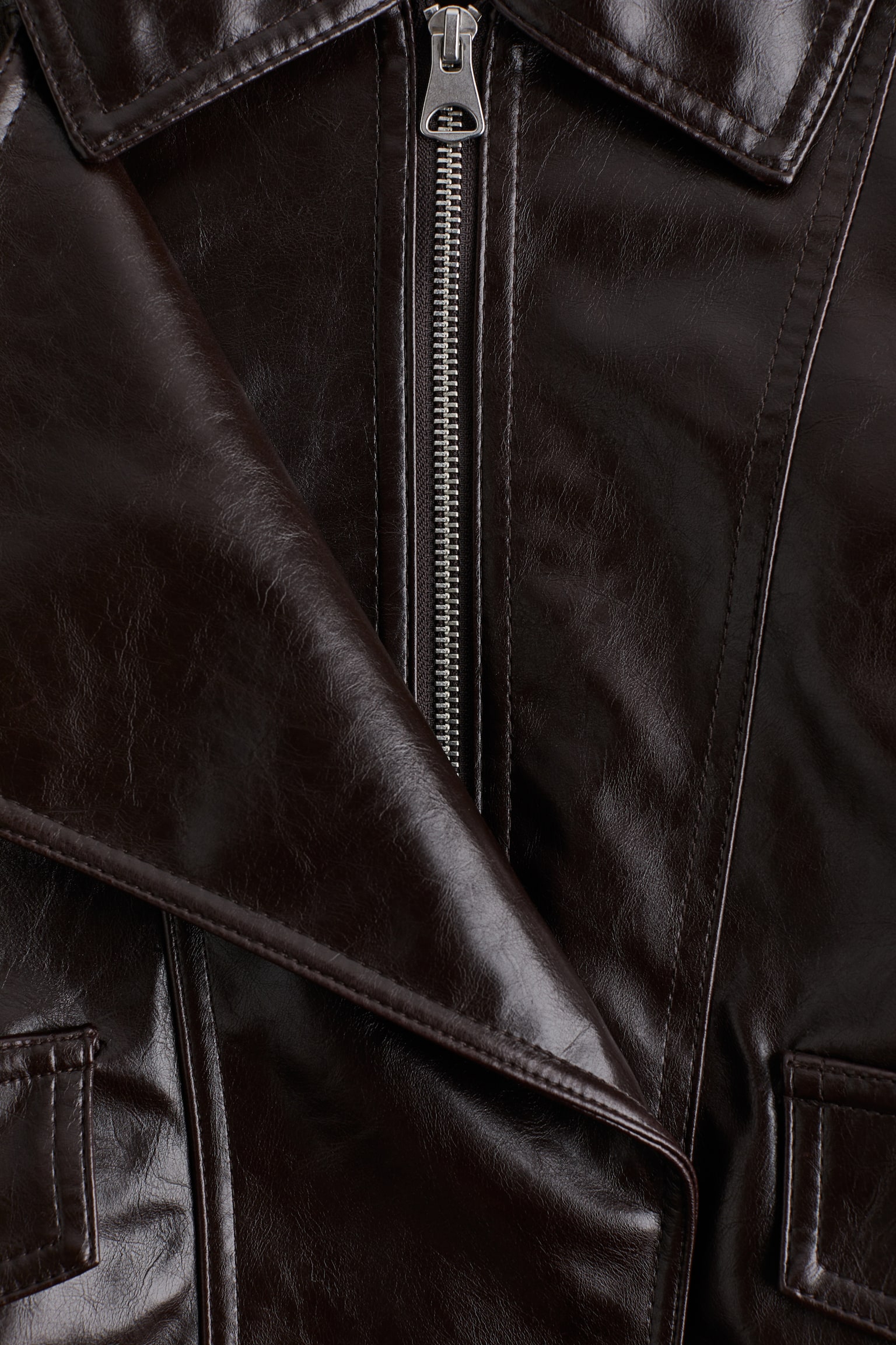 コーティングバイカージャケット - ダークブラウン - 8