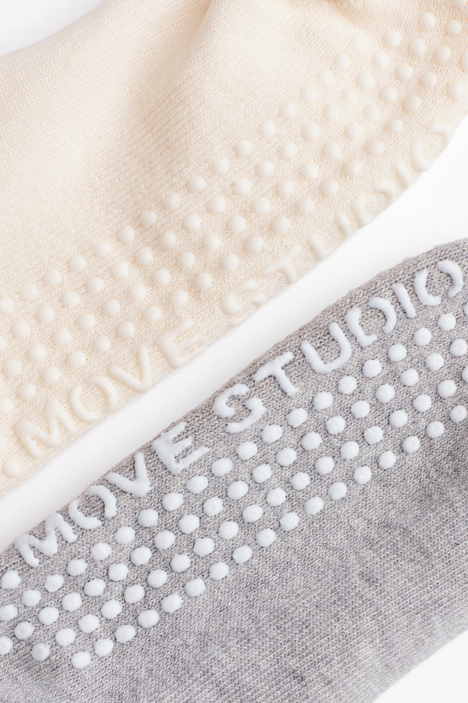 2'li Kaymaz Korumalı Yoga Çorabı - Cream/Grey - 2