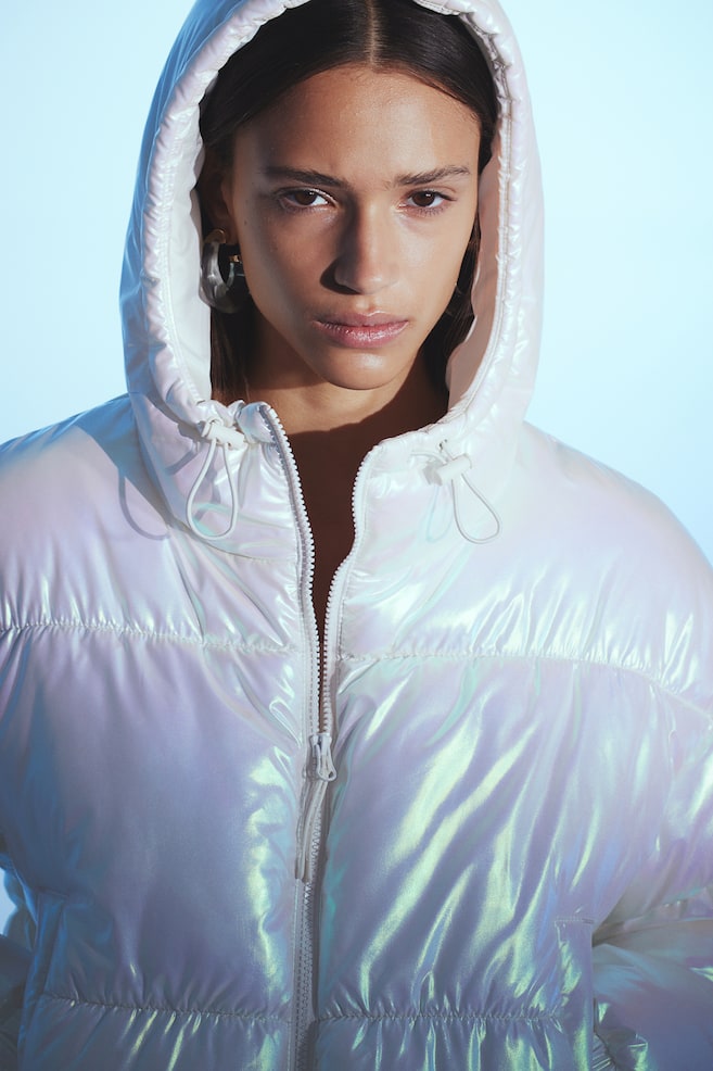 Hooded puffer jacket - Cream/Holographic/White - 1