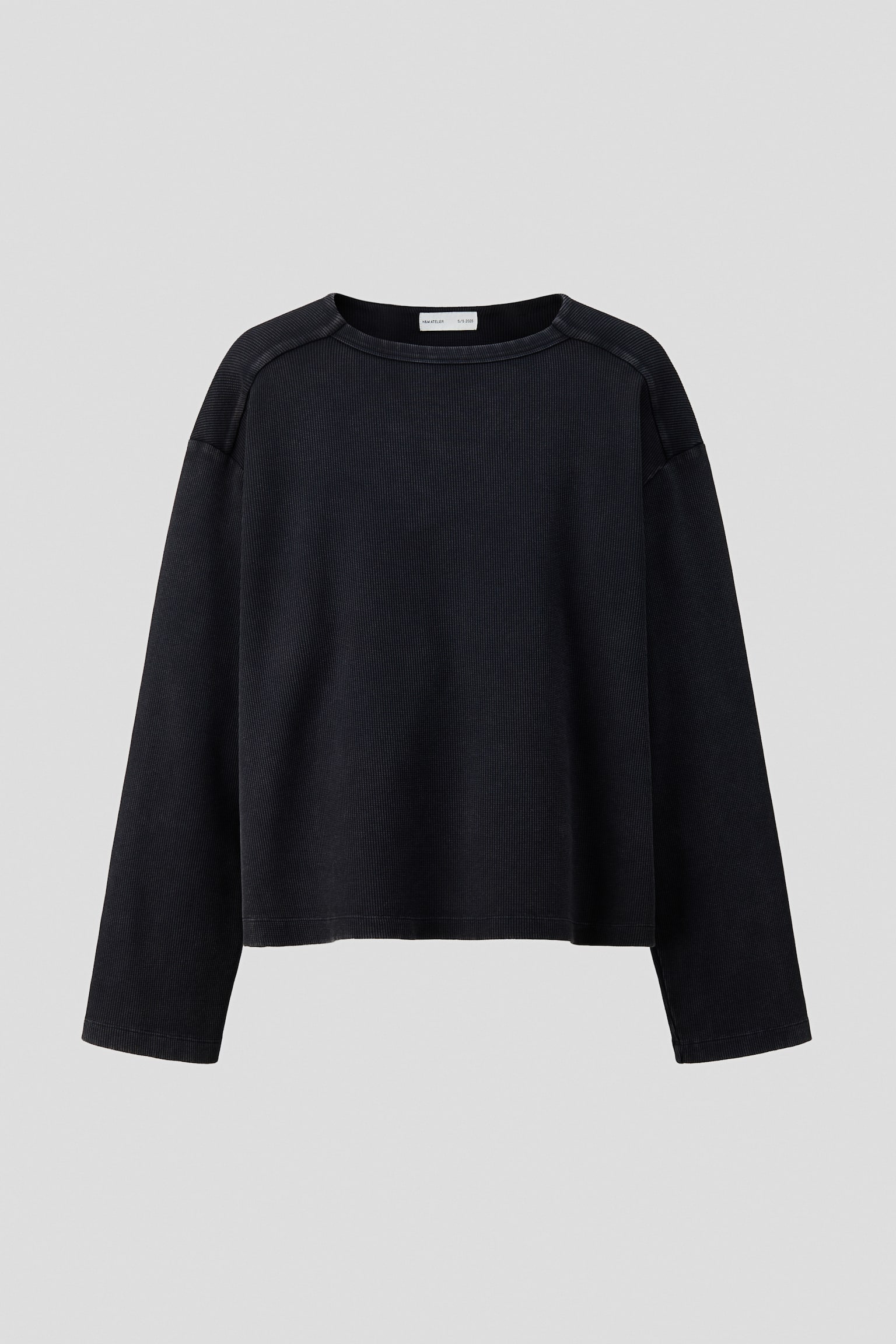 Långärmad T-shirt Regular Fit - Svart/Benvit - 1