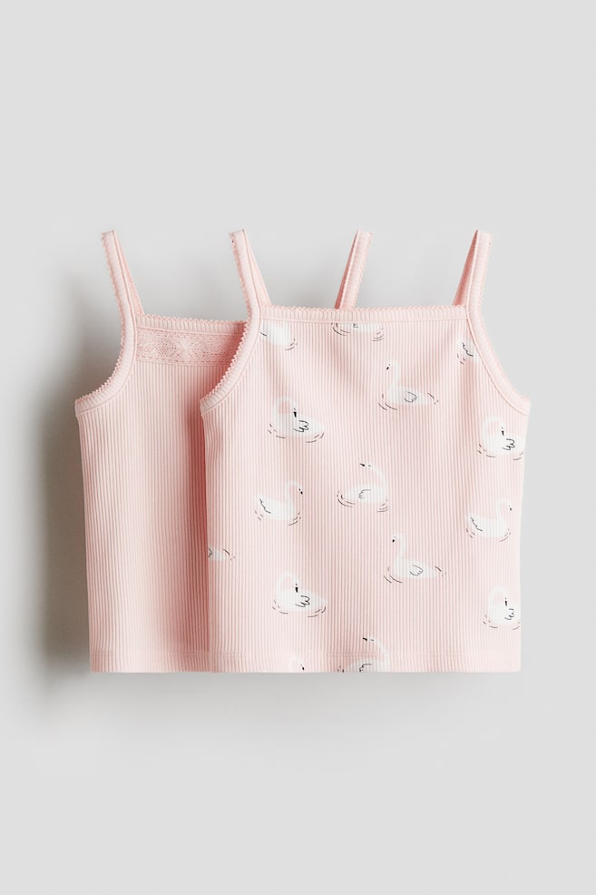 2-Pack Cotton Tank Tops - Light pink/swans - 1