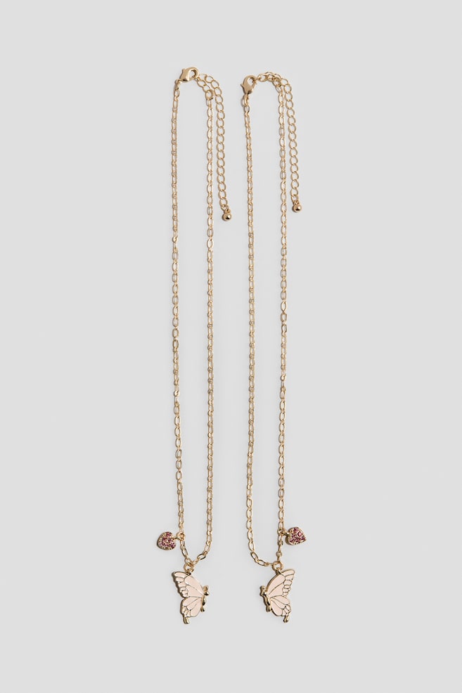 2-pack friendship necklaces - Gold-coloured/Butterflies - 1