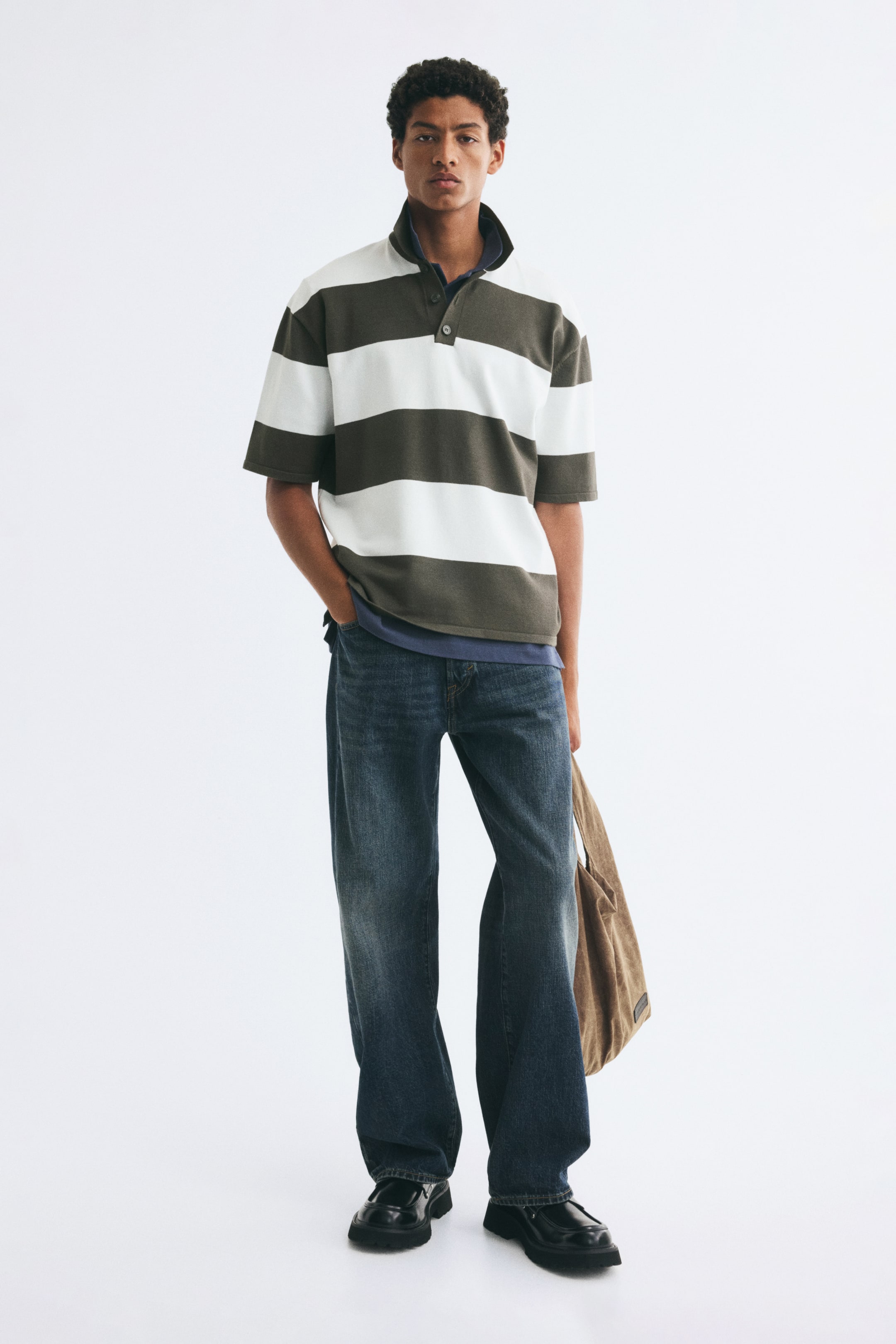 Loose-Fit Fine-Knit Polo Shirt