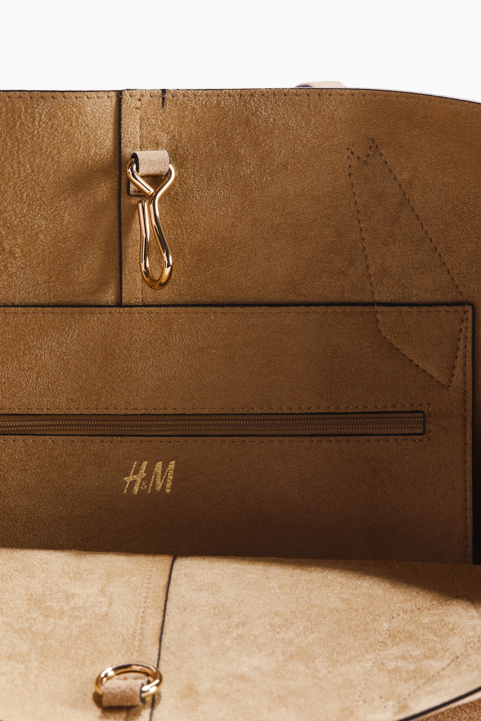 Замшева сумка-шопер - Темно-бежевий/Коричневий - 7