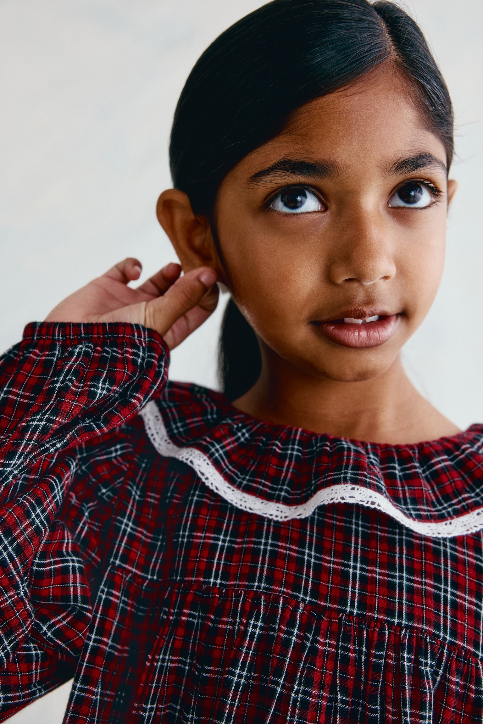 Детское платье H&M Cotton, цвет: Тёмный красный / Клетчатый — фото 3
