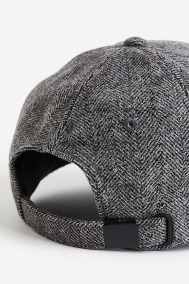 Wool-blend cap - Dark grey/Beige/Checked - 4