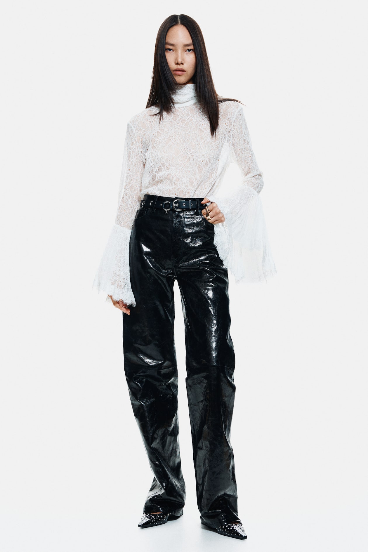 Trumpet-Sleeved Lace Blouse - image 4