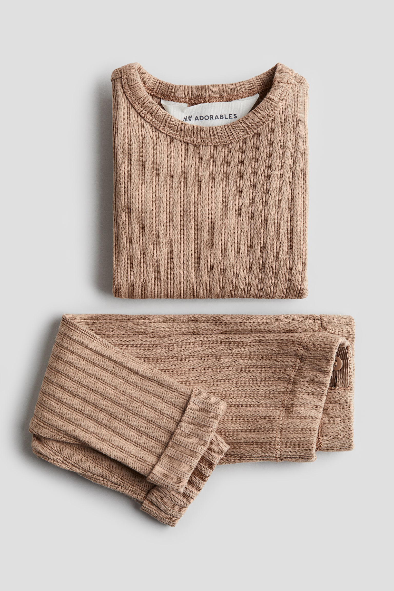 Детские комплекты H&M 2-piece Ribbed Jersey Set, цвет: Тёмный бежевый — фото 2