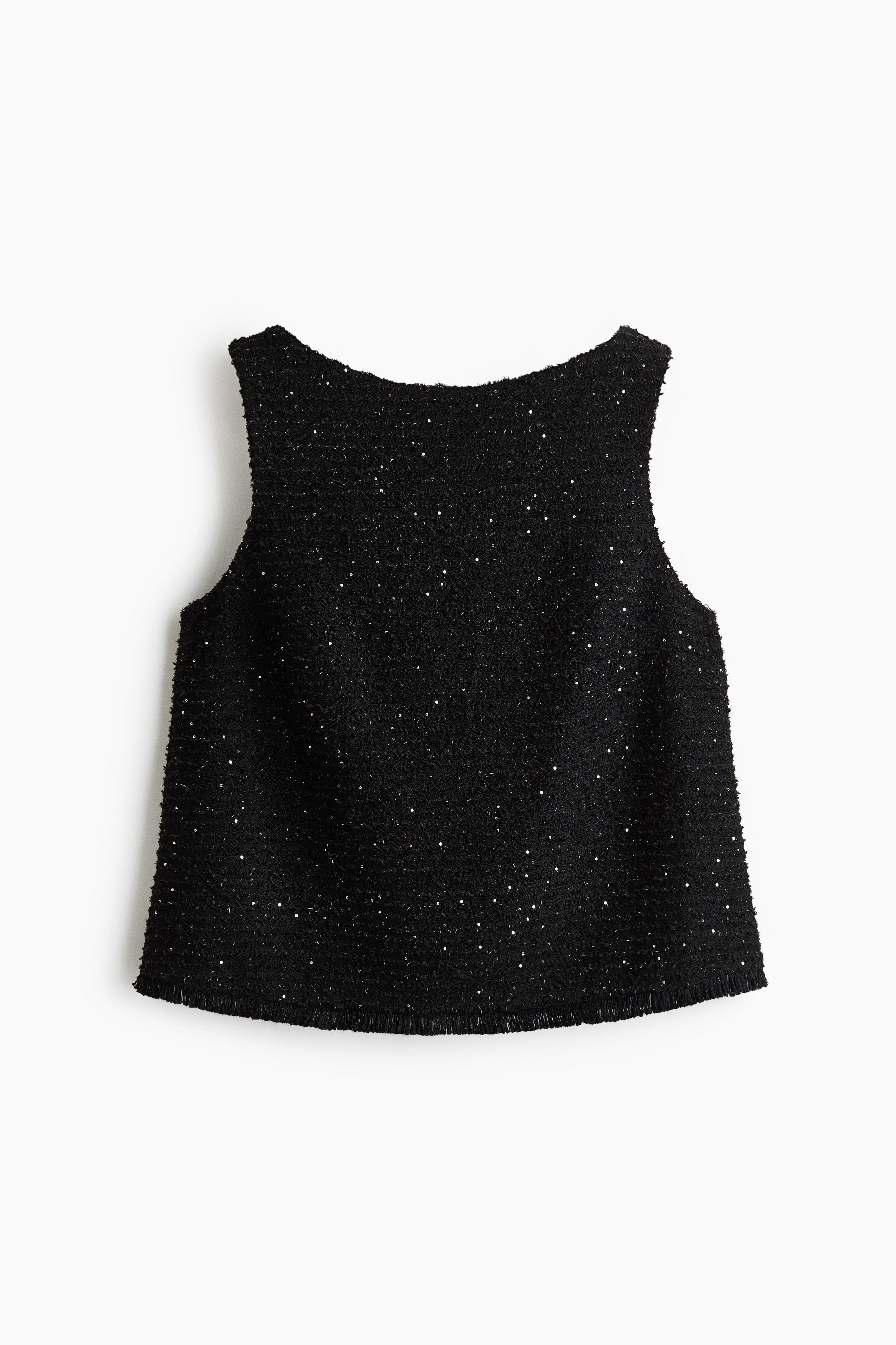 Sequined bouclé-knit top